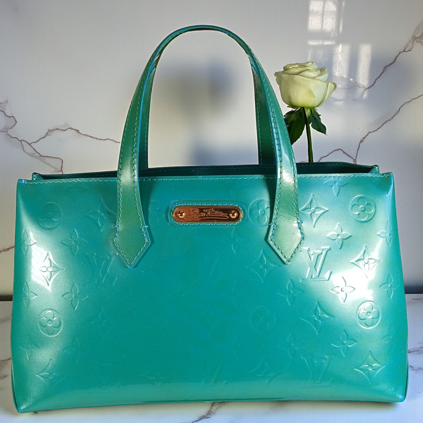 Louis Vuitton Louis Vuitton Monogram Vernis Wilshire PM Handbag Blue Lagon Size ONE SIZE - 16 Thumbnail