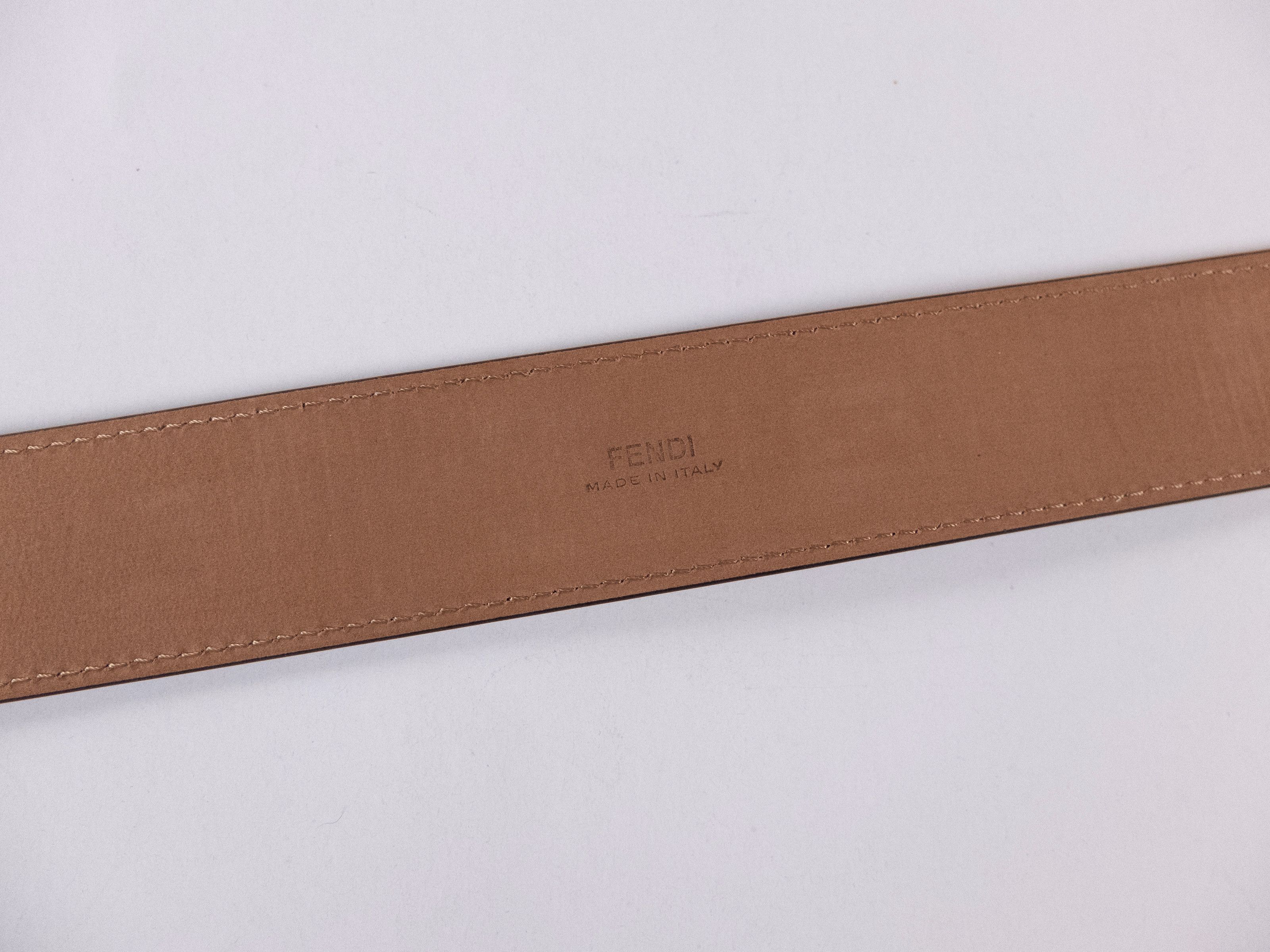 Fendi FENDI Edge dark beige FF logo embossed leather belt 90 / 36 Size 34 - 6 Thumbnail