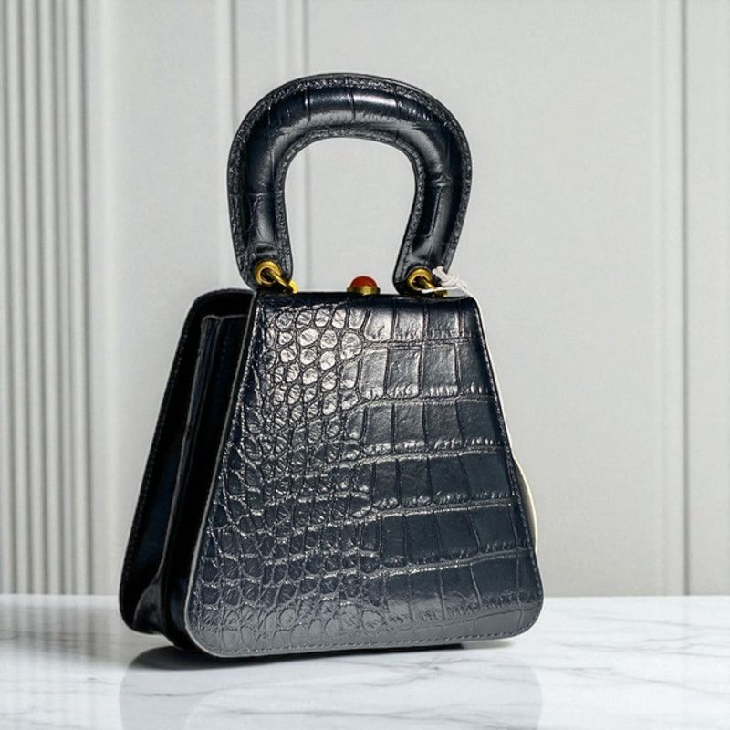 Staud STAUD Kenny Croc-Embossed Leather Top Handle Bag - Black Size ONE SIZE - 1 Thumbnail