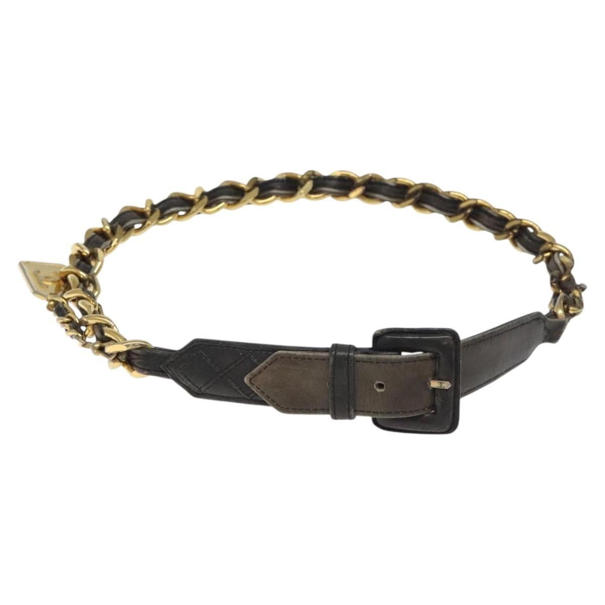 Chanel Chanel Chain Belt Metal Lamb Skin Black Gold CC Size ONE SIZE - 1 Thumbnail