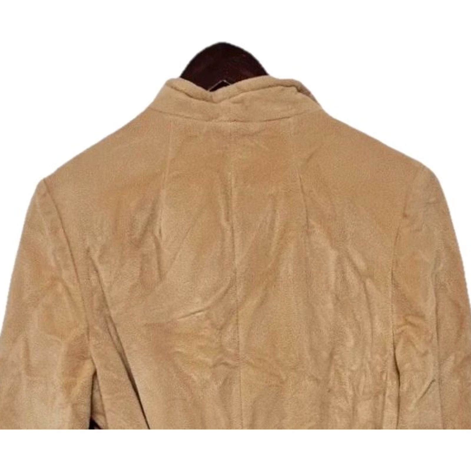 Vintage VINTAGE Betty Rose Coat Women Longline Faux Suede Trench Belted Beige Tan Lining Copper Satin 90s Y2K Womens Size M / US 6-8 / IT 42-44 - 7 Thumbnail