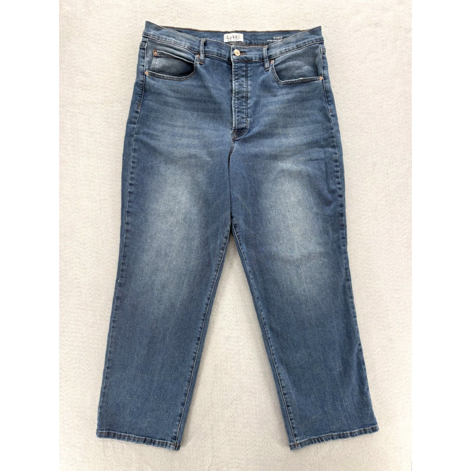 Nicole Miller Nicole Miller Nomad Jeans Womens 16 Blue Stretch Denim High Rise Straight Crop 5-Pocket Size 38" / US 16 / IT 52 - 2 Thumbnail