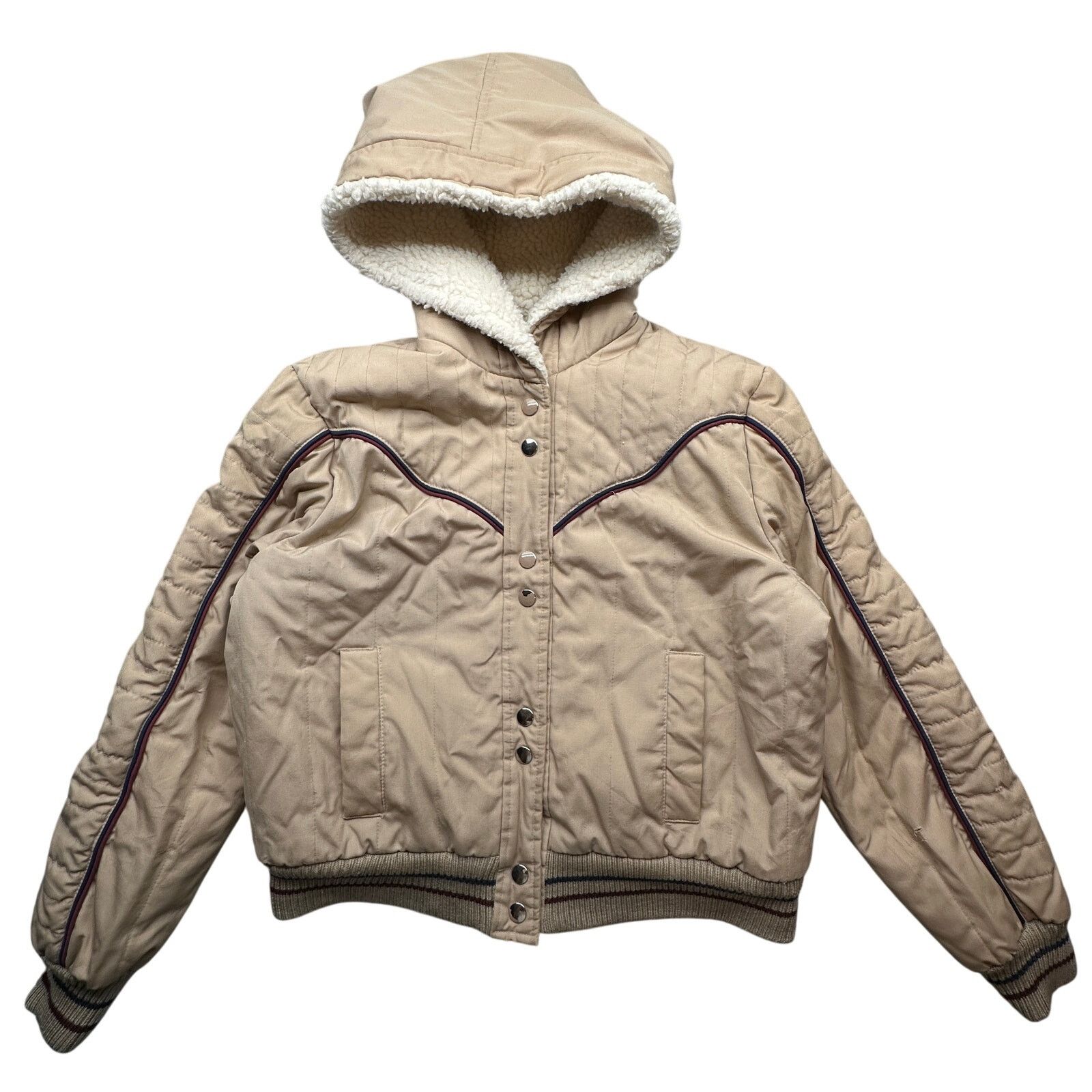 Vintage Vintage 70s 80s Hooded Bomber Snap Crop Jacket Women Medium Size M / US 6-8 / IT 42-44 - 1 Thumbnail