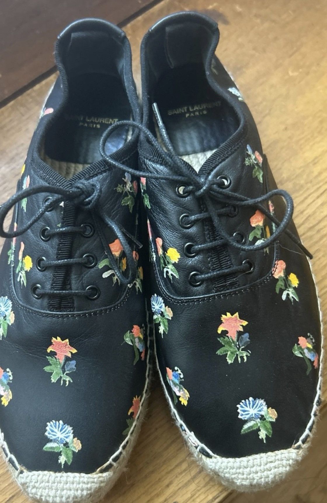 Yves Saint Laurent Saint Laurent Paris Floral Espadrille Lace-Up Flats Size US 9.5 / IT 39.5 - 2 Thumbnail