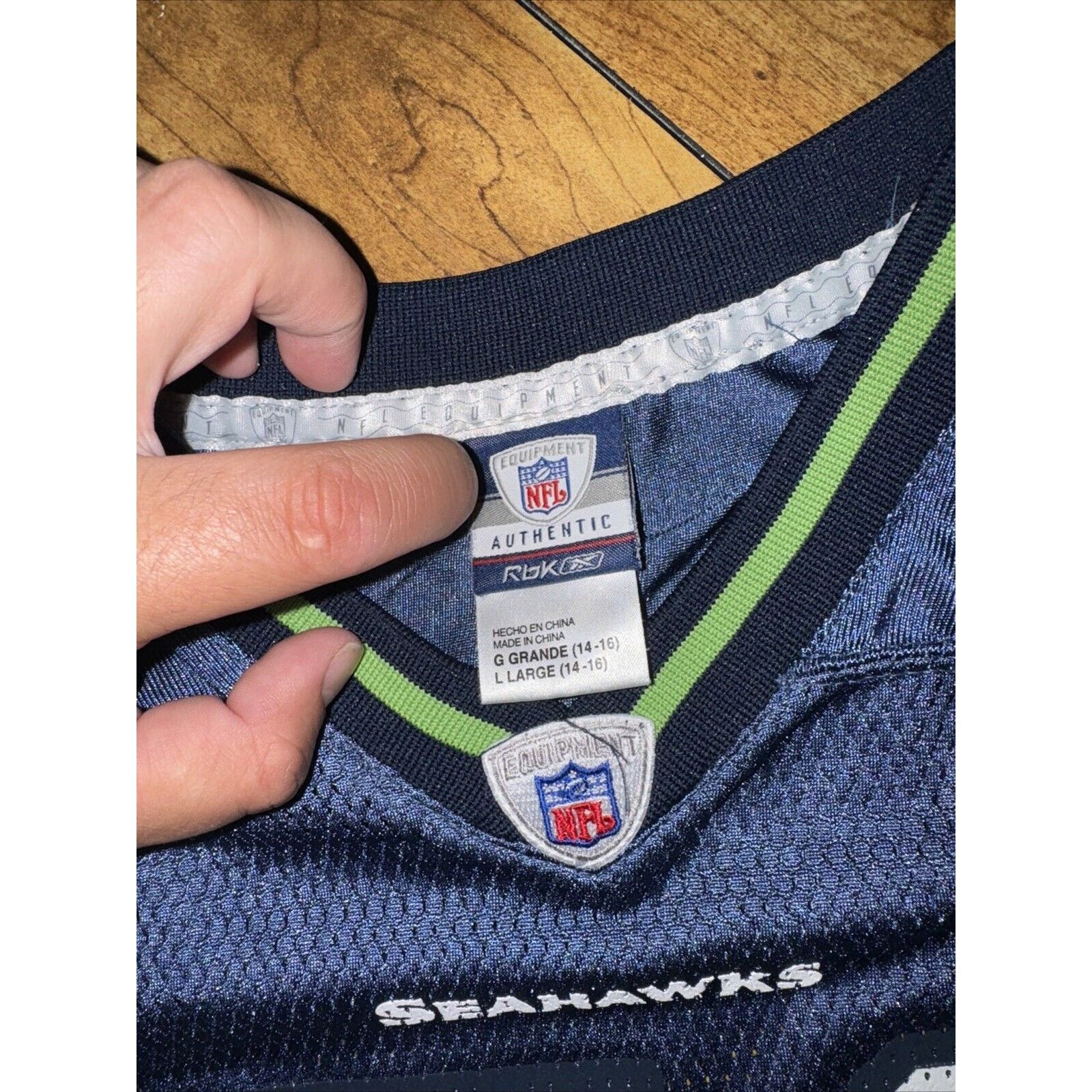 NFL × Reebok Youth L Seattle Seahawks Reebok Jersey Teal Blue #51 Tatupu Size US L / EU 52-54 / 3 - 4 Thumbnail