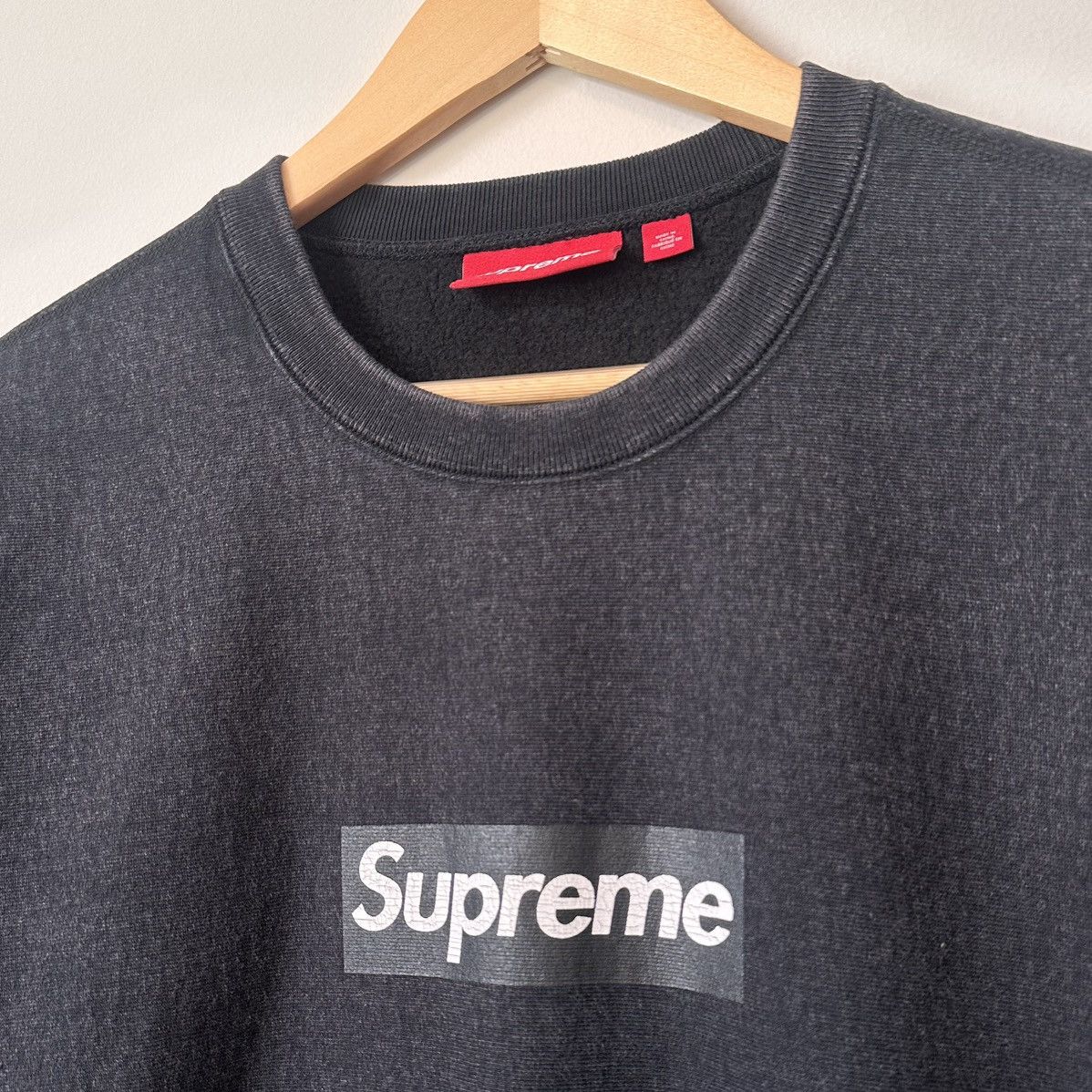 Supreme Washed Box Logo Crewneck Black Medium