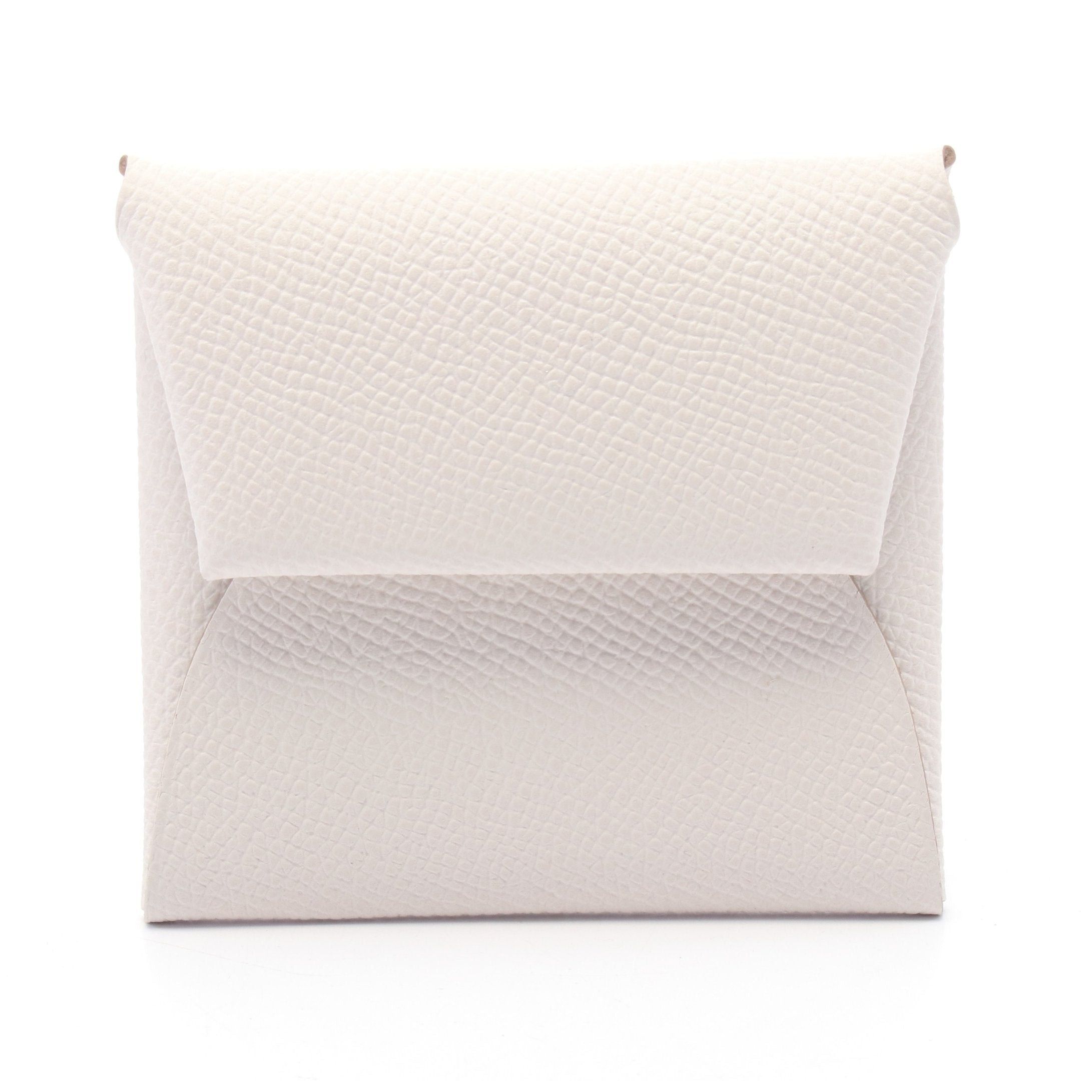 Hermes Hermes Bastia Mushroom Coin Purse Veau Epsom Off White Silver Hardware Double Engraved Size ONE SIZE - 1 Thumbnail