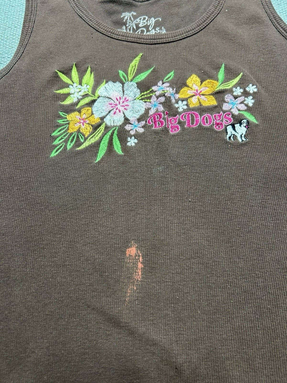 Vintage Big dogs ribbed tank top t shirt embroidered flowers femme M Size M / US 6-8 / IT 42-44 - 4 Thumbnail