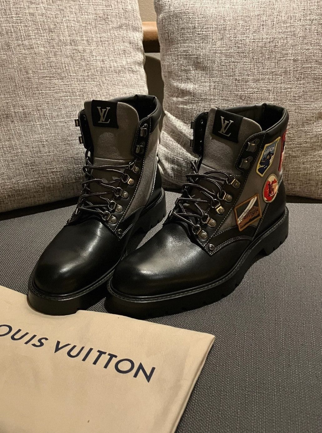 Louis Vuitton Louis Vuitton Black Outdoor Patchwork Boots 0079 Size US 8 / EU 41 - 1 Thumbnail