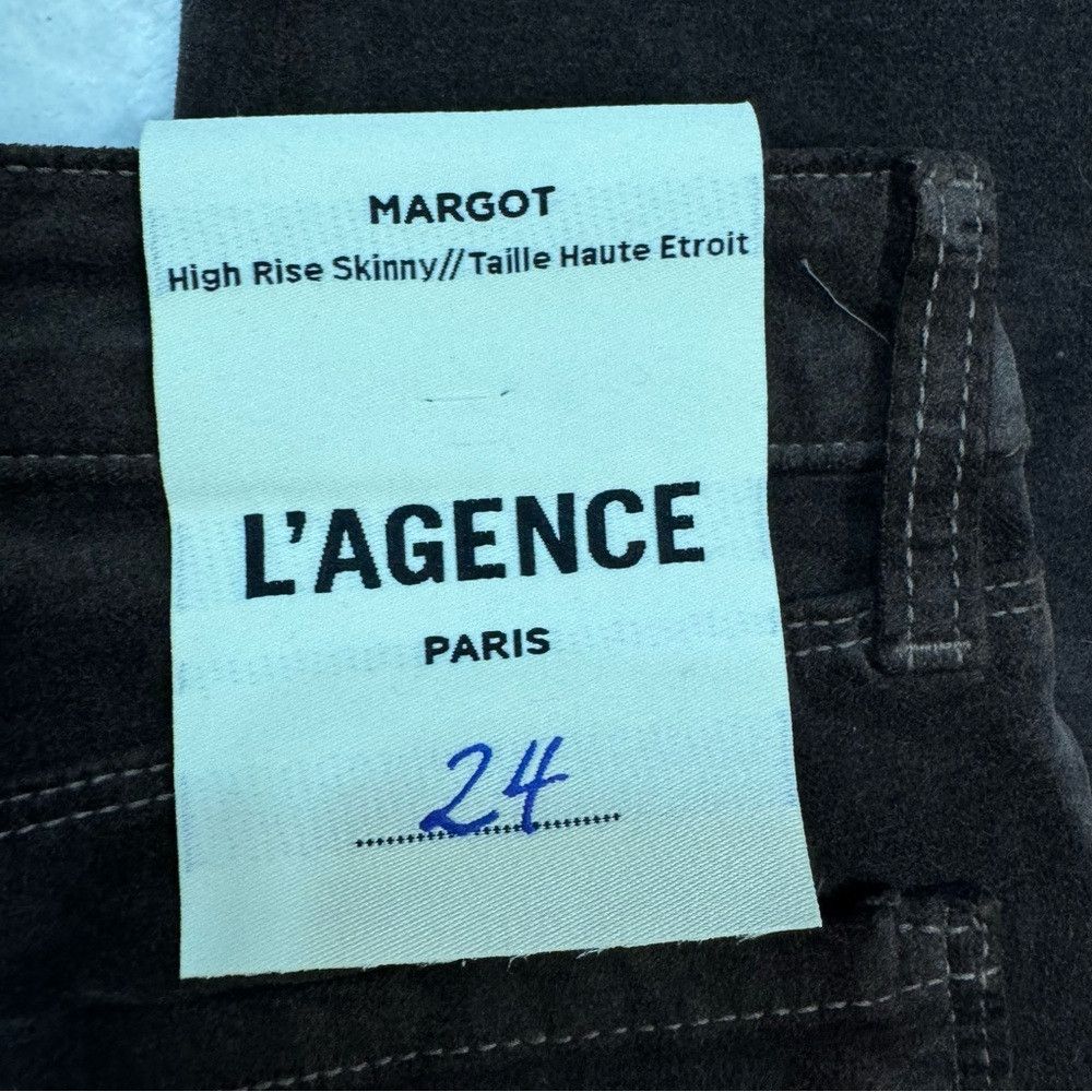 L'AGENCE NWT New $265 L'AGENCE Margot Velvet Crop Skinny ESPRESSO Je Size 24" / US 00 / IT 34 - 8 Thumbnail