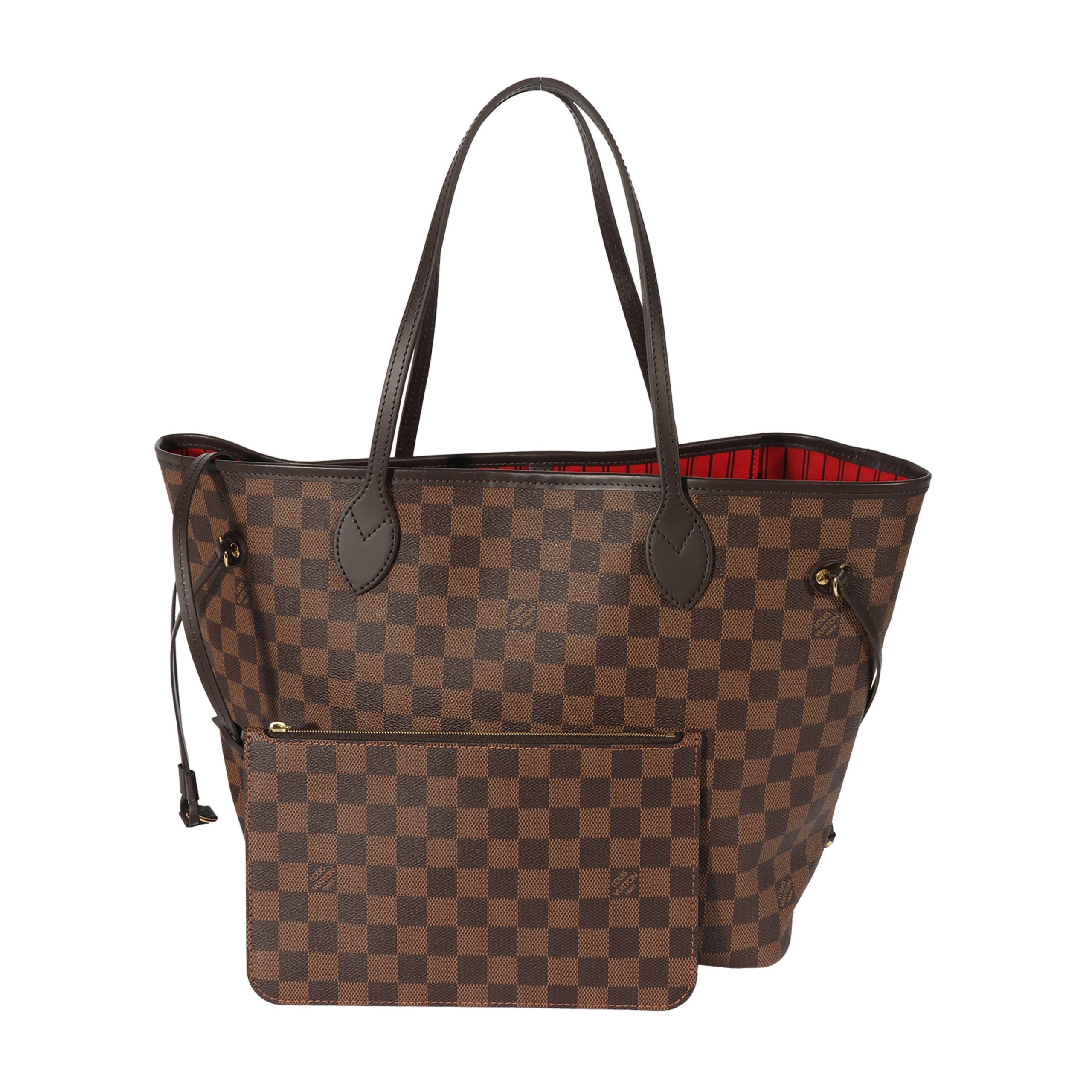 image of Louis Vuitton Damier Ebene Neverfull Mm Pouch in Brown, Women's