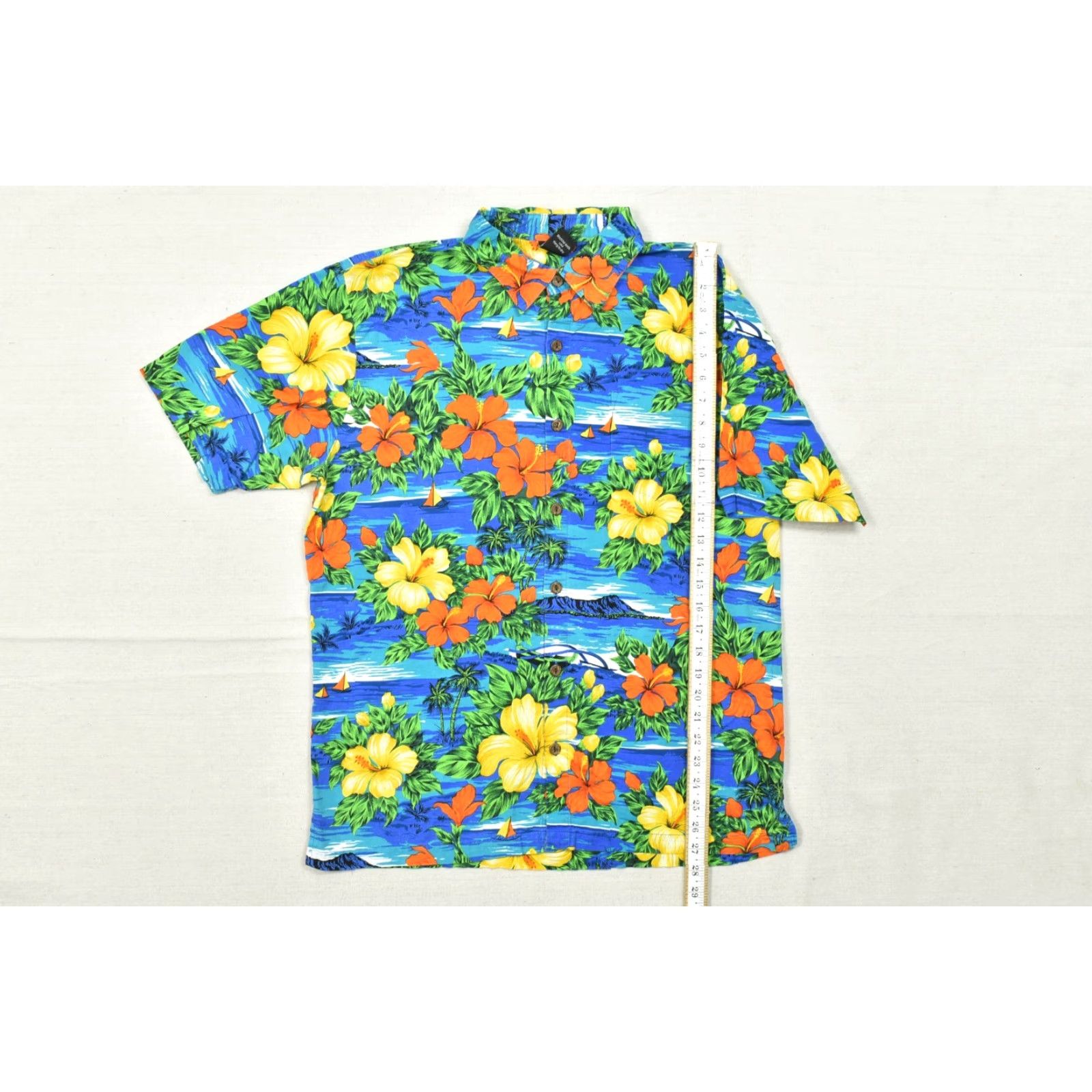 Vintage WE-AR Squish Wear Men's L Blue Hawaiian Shirt Hibiscus Floral Cotton Button-Up Short Sleeve Collared Casual Summer Spring Size US L / EU 52-54 / 3 - 5 Thumbnail