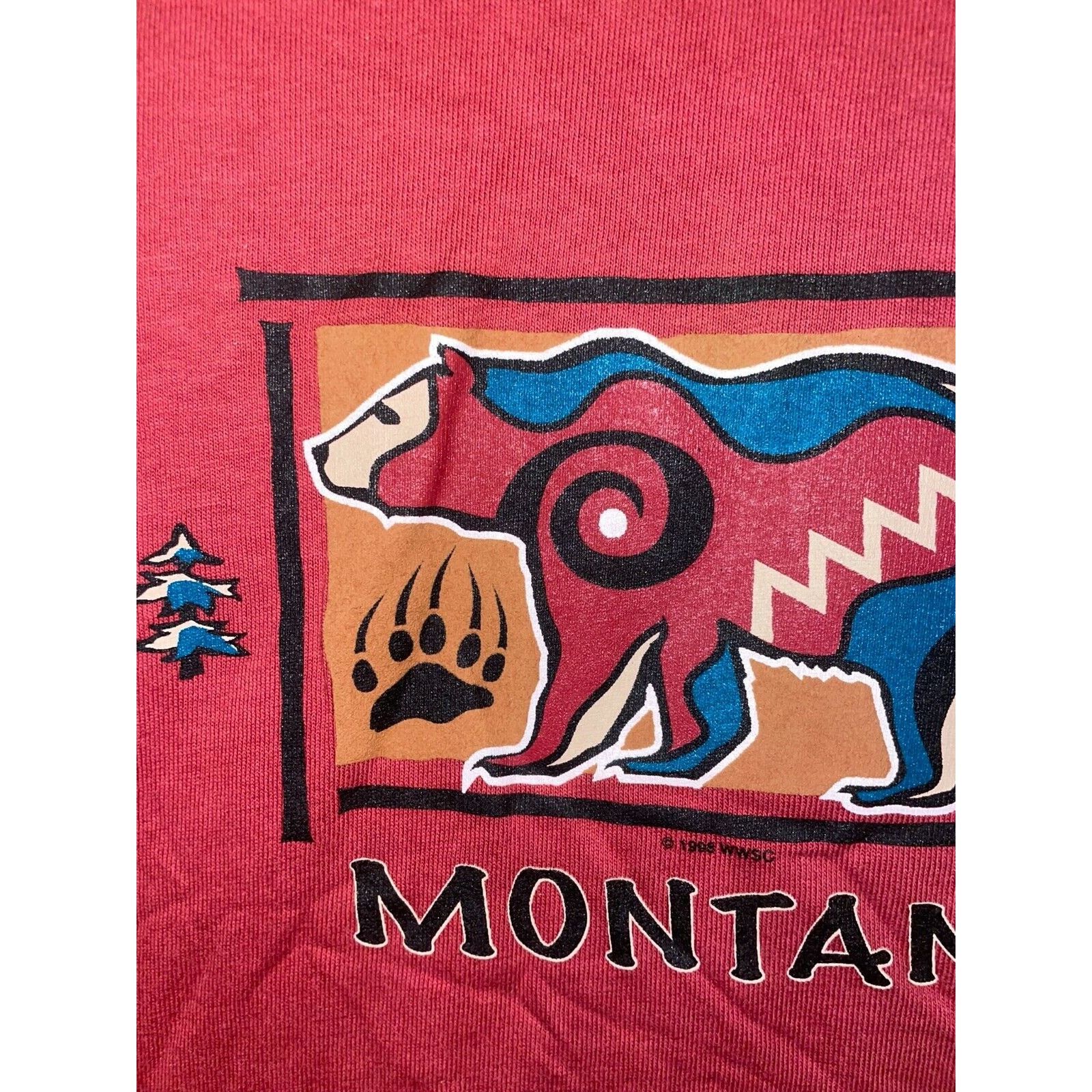 Anvil Vintage Montana Bear Shirt Native American Tee VTG 90s Large Size US L / EU 52-54 / 3 - 3 Thumbnail
