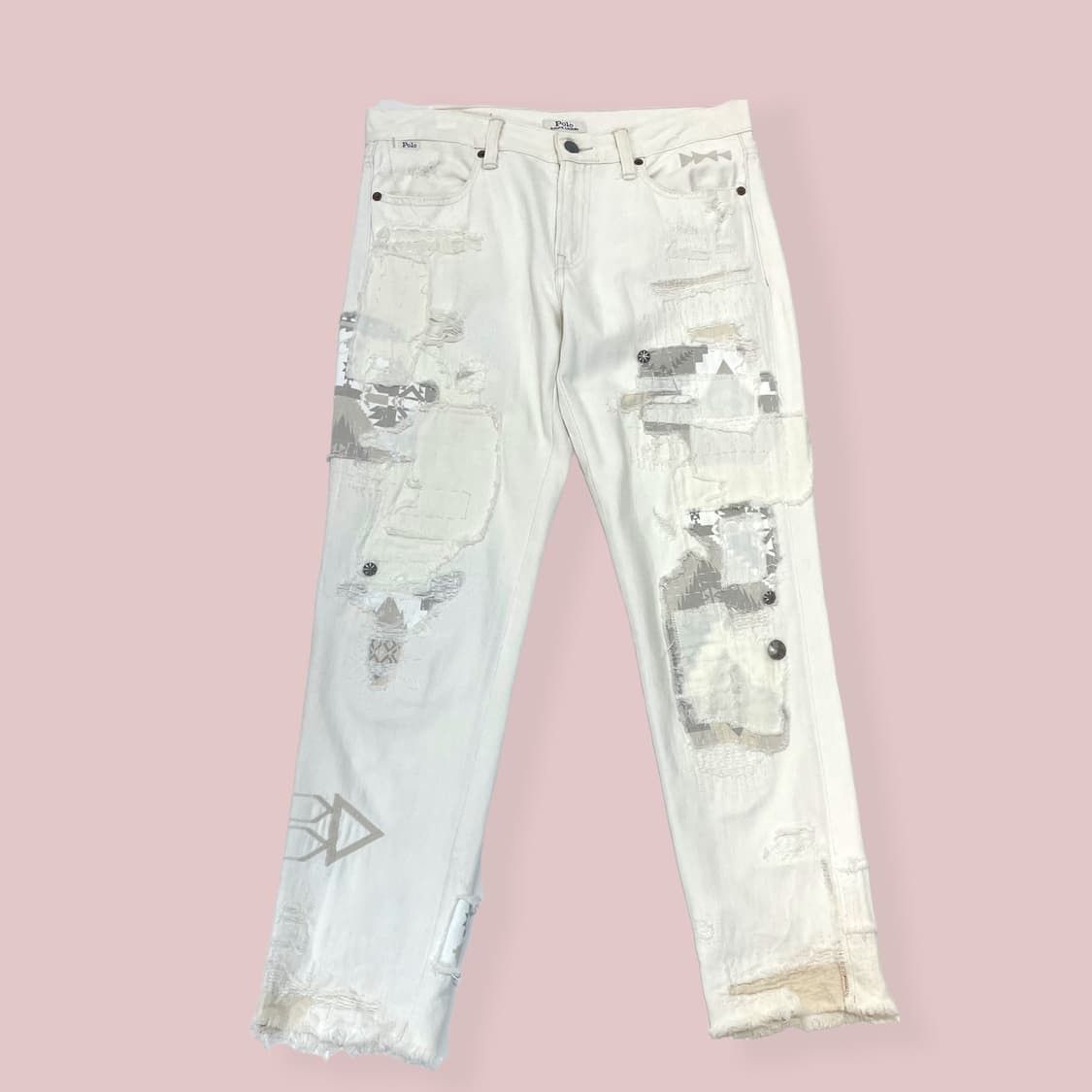 Polo Ralph Lauren × RRL Ralph Lauren Polo RL Distressed Patchwork Jeans For Her Size 30" / US 8 / IT 44 - 21 Thumbnail