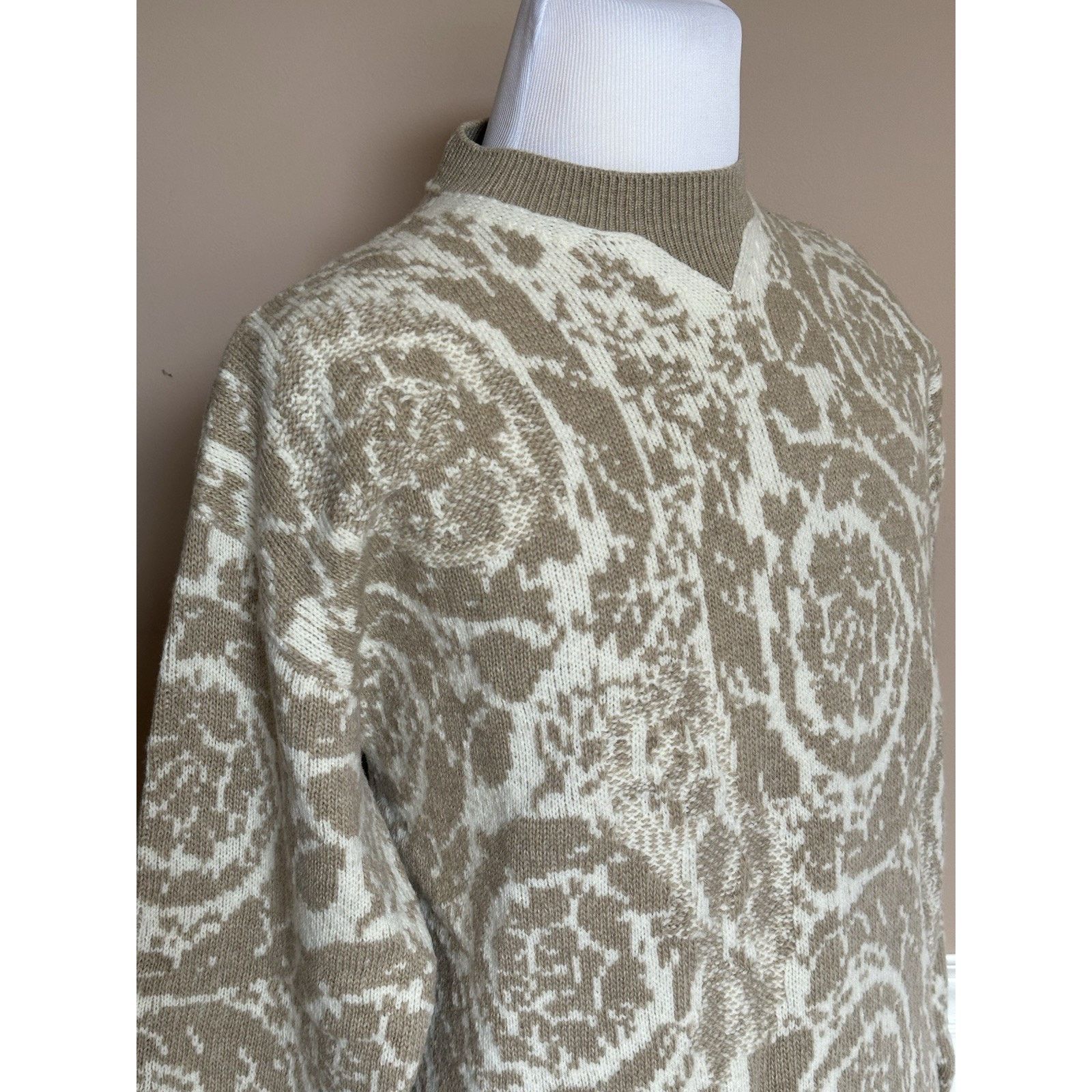 Versace Versace Barocco Wool Knit Sweater Beige 46 US 1013400 Size US XL / EU 56 / 4 - 7 Thumbnail