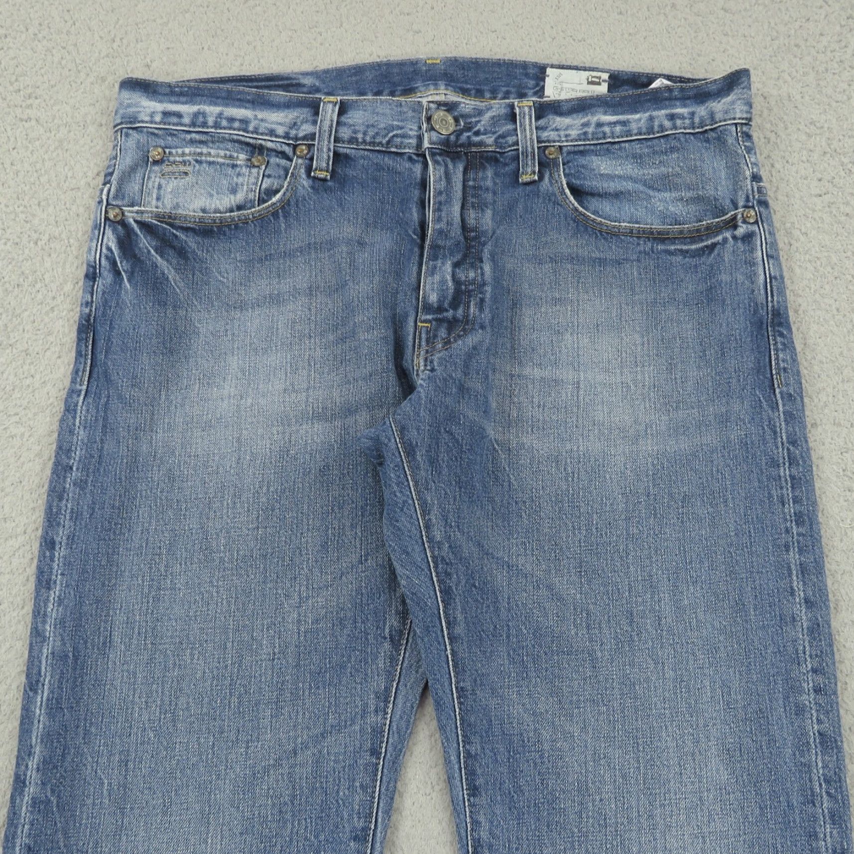 G-Star G Star Raw Jeans Mens 36x32 3301 Slim Light Washout Fades Denim Button Fly Jeans 5-Pocket Design Size US 36 / EU 52 - 5 Thumbnail
