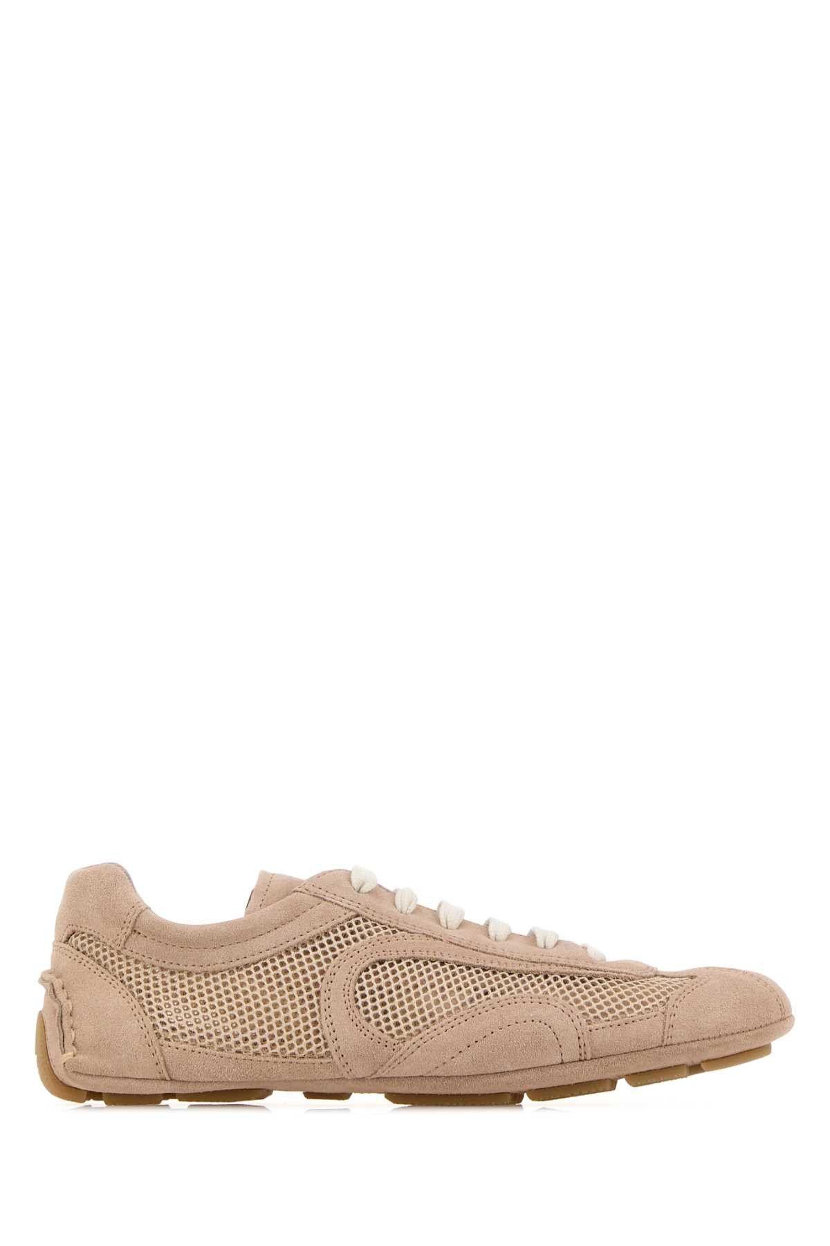 Powder Pink Suede And Mesh Montecarlo Sneakers
