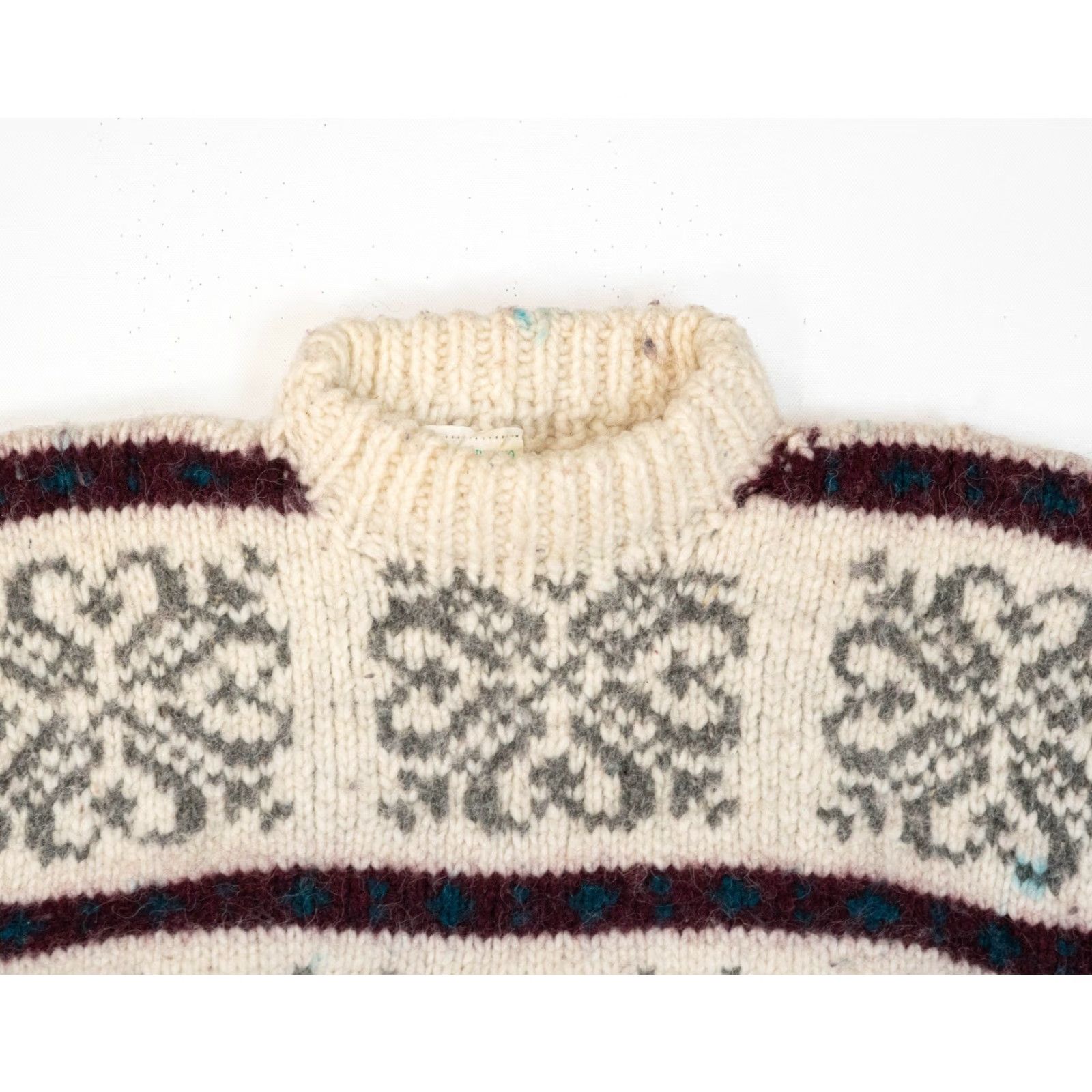Vintage VINTAGE True Vintage Handknit 60s Cowichan Nordic Wool Sweater M Reindeer Heritage Ivory Size M / US 6-8 / IT 42-44 - 3 Thumbnail