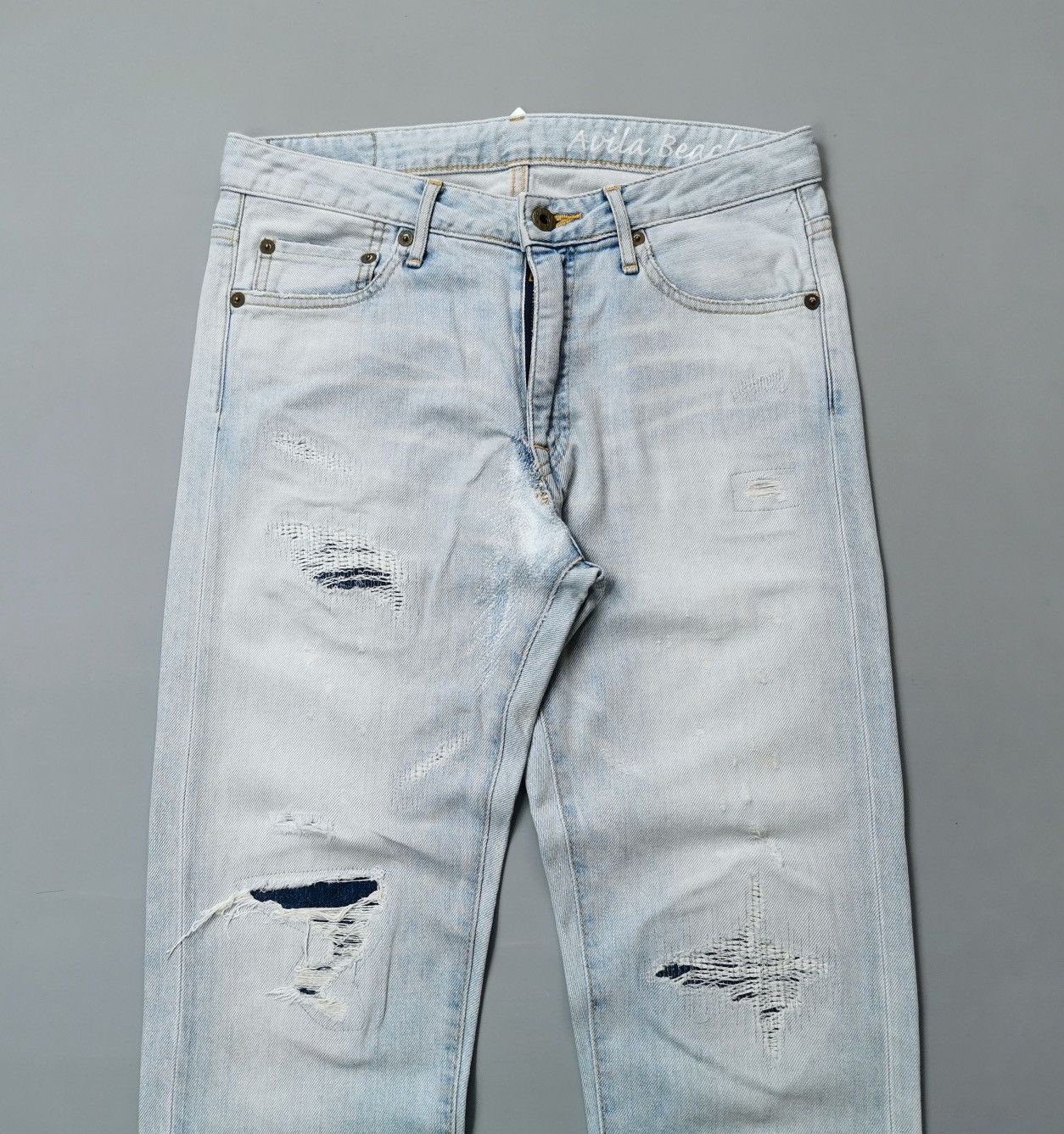 Pure Blue Japan Avila Beach Japan Blue Distressed Reworked Skinny Jeans Size US 30 / EU 46 - 1 Thumbnail
