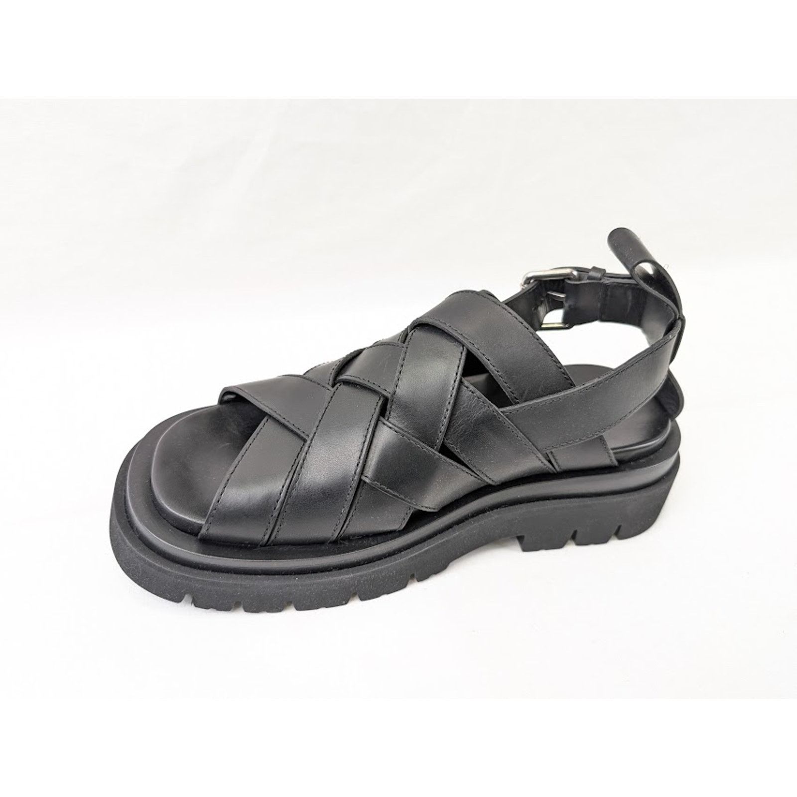 Bottega Veneta o1rshd1 Lug Sandal Military Calf in Black Size US 12 / EU 45 - 8 Thumbnail