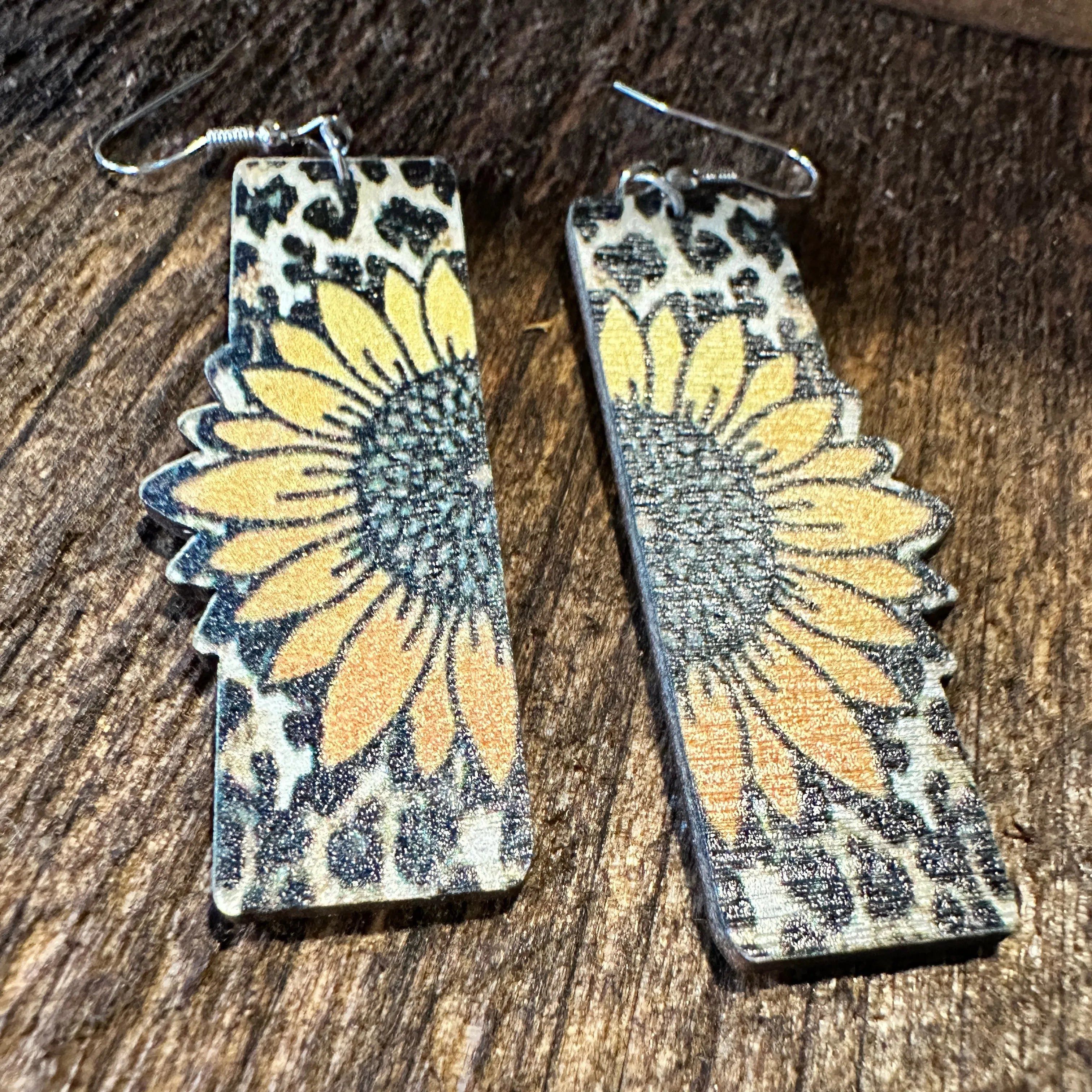 Other Boho Hippie Western Sunflower Stamped Leather Drop Wire Earr Size ONE SIZE - 8 Thumbnail