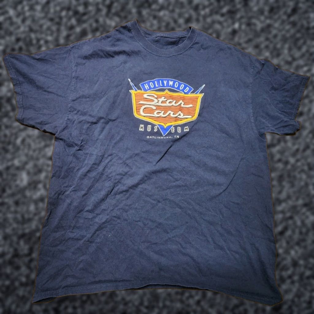 Gildan Mens XL Hollywood Star Cars Museum Tennessee Souvenir Travel T Shirt Blue Crew Neck Short Sleeve Cotton T-Shirt Mens XL Size US XL / EU 56 / 4 - 1 Thumbnail