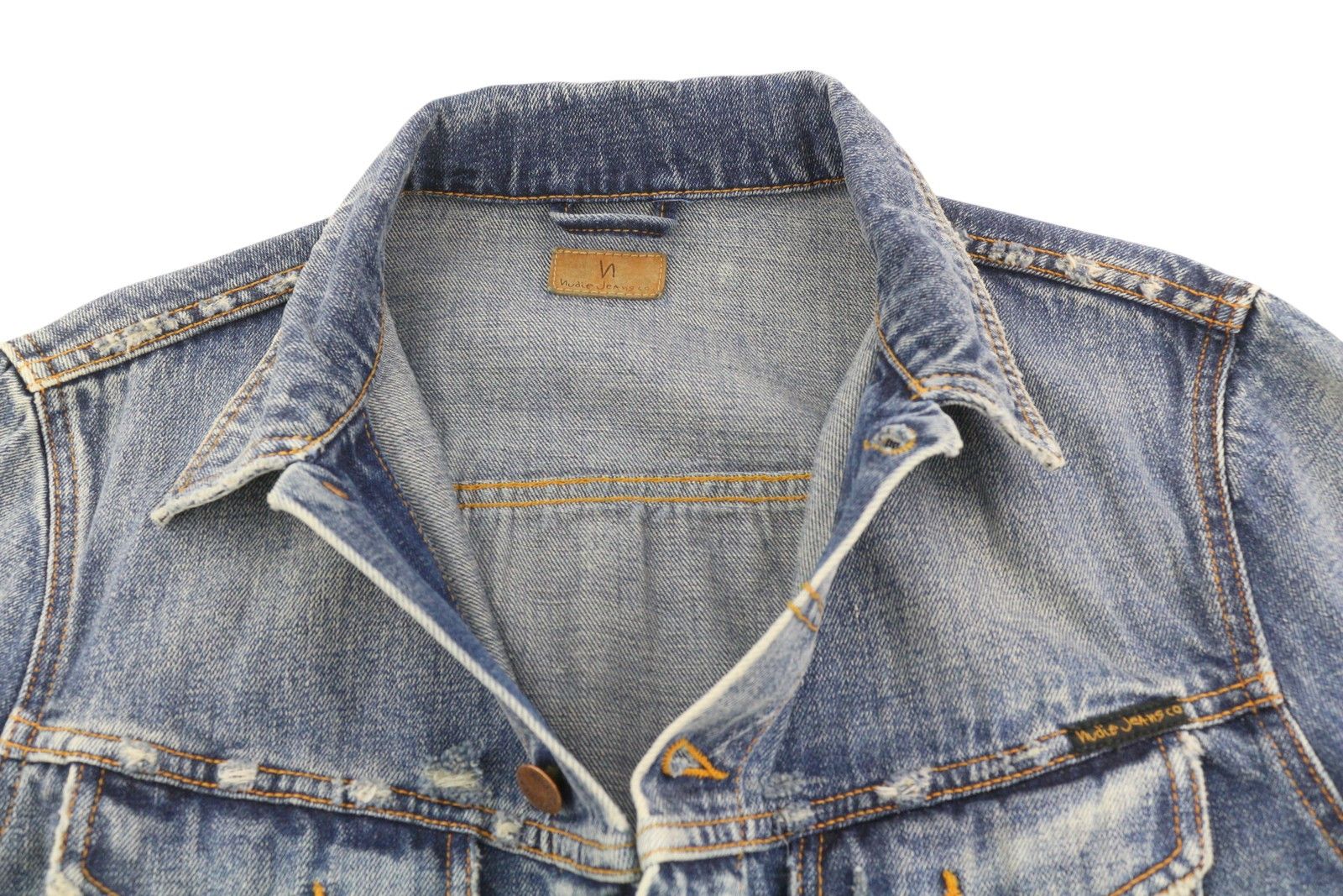 Nudie Jeans BILLY M Shimmering Indigo Distress Washed Jacket 83697 Size US M / EU 48-50 / 2 - 4 Thumbnail