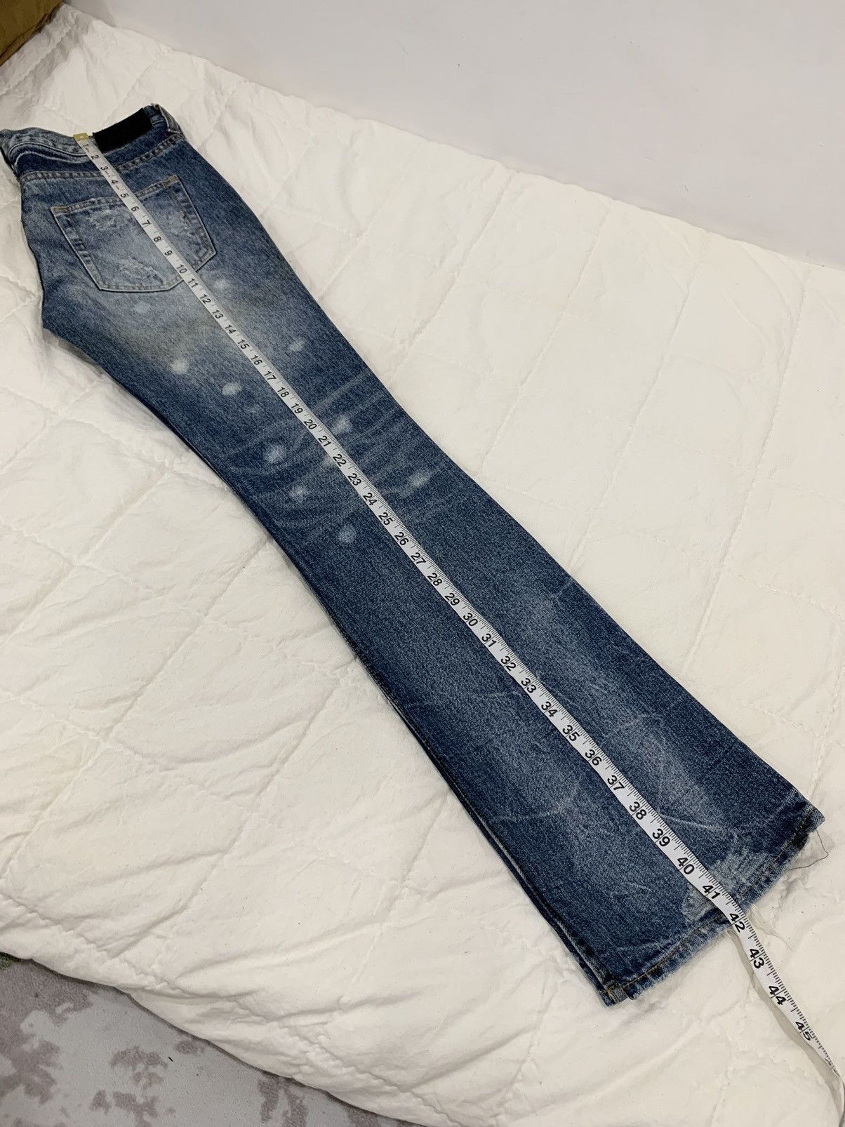 Japanese Brand Jackrose Crash Denim Flared Boot Cut Jeans Size US 31 - 21 Thumbnail