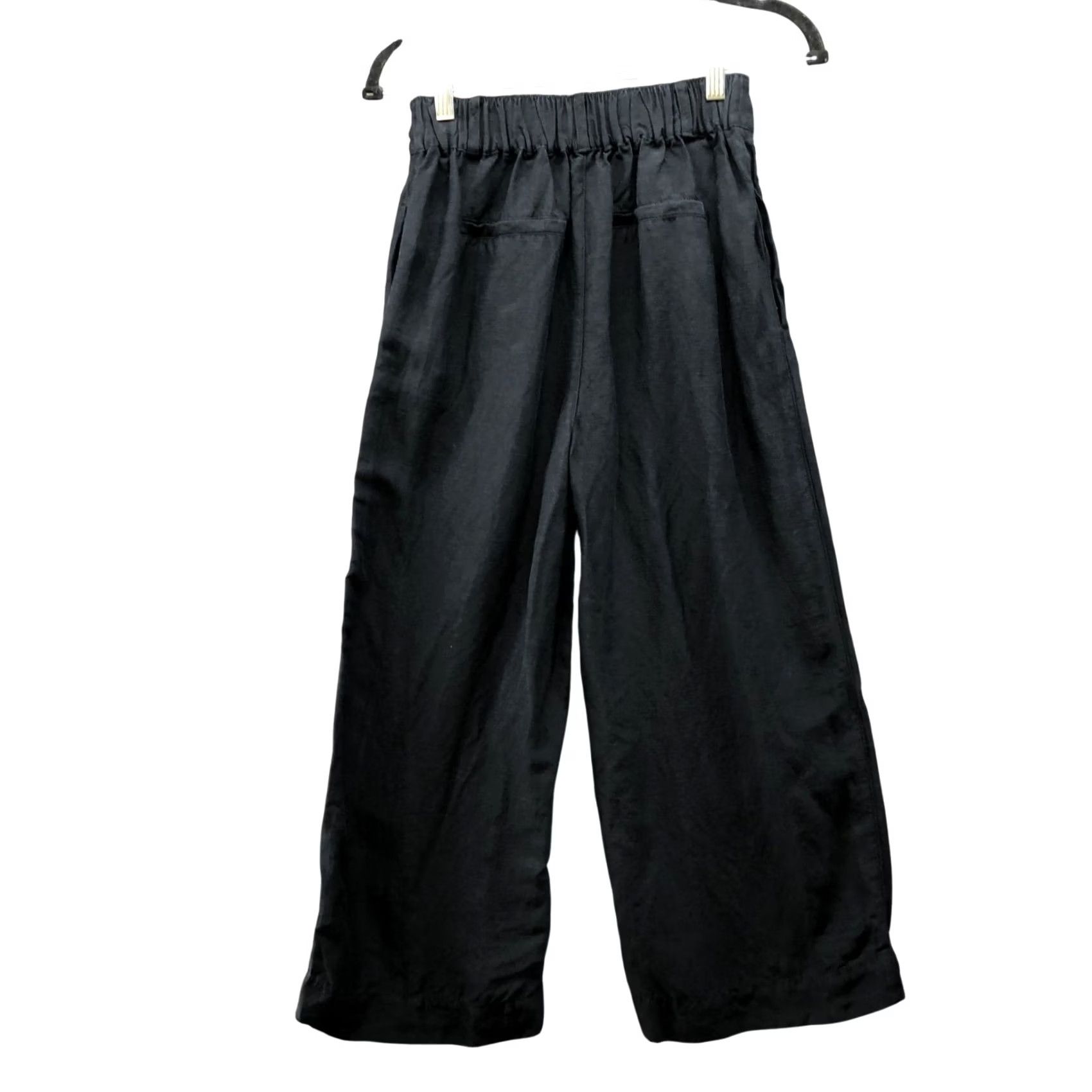Halston Halston Linen Blend Wide Leg Pants Womens XS Black Pull On High Rise Size 26" / US 2 / IT 38 - 2 Thumbnail