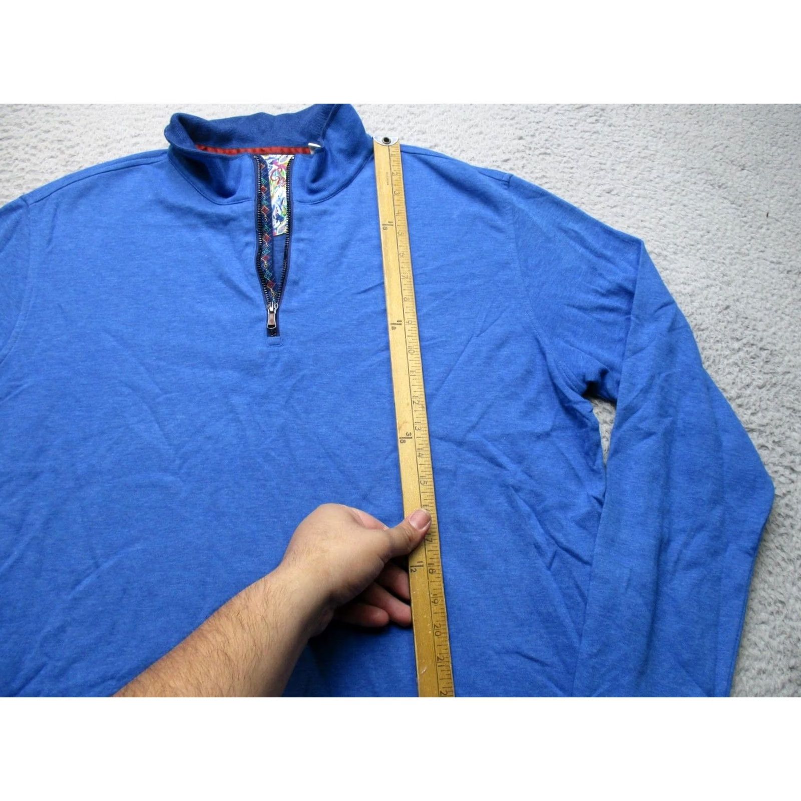 Robert Graham Robert Graham Sweater Mens XL Blue Classic Fit Quarter Zip Pullover Cotton Size US XL / EU 56 / 4 - 2 Thumbnail