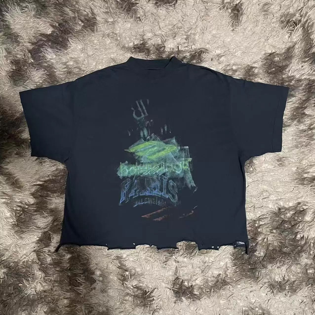 Balenciaga Balenciaga 25ss Phantom Fade Distressed Frayed Hem T 3 New Size XL / US 12-14 / IT 48-50 - 1 Thumbnail