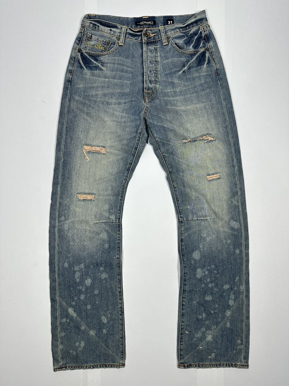 Ed Hardy Ed Hardy Denim Jeans Tattered Embroidered Logo✨⭐️✨✨⭐️⭐️ Size US 32 / EU 48 - 3 Thumbnail