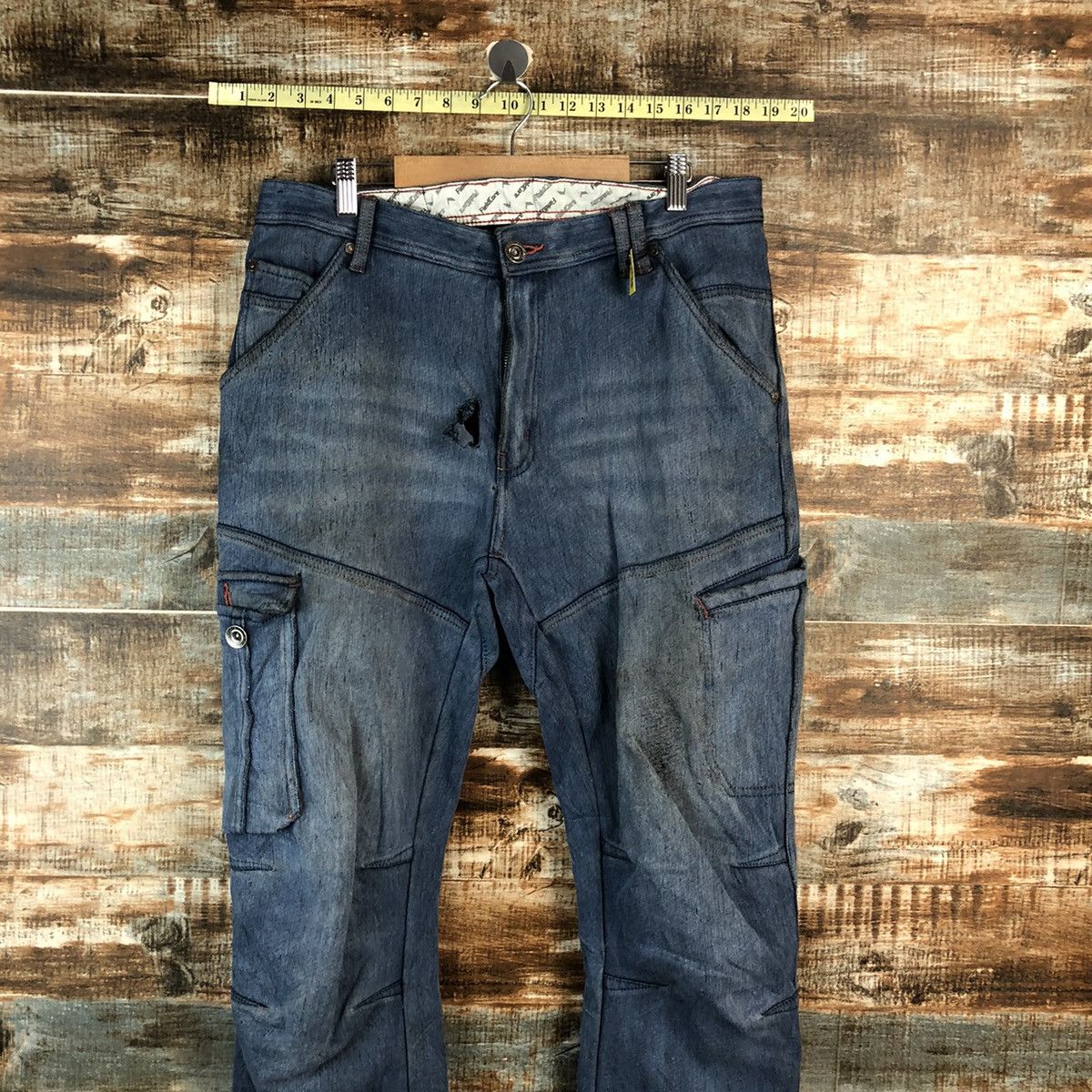 Japanese Brand Field Core Blue Distressed Denim Pants #A2138 Size US 33 - 2 Thumbnail