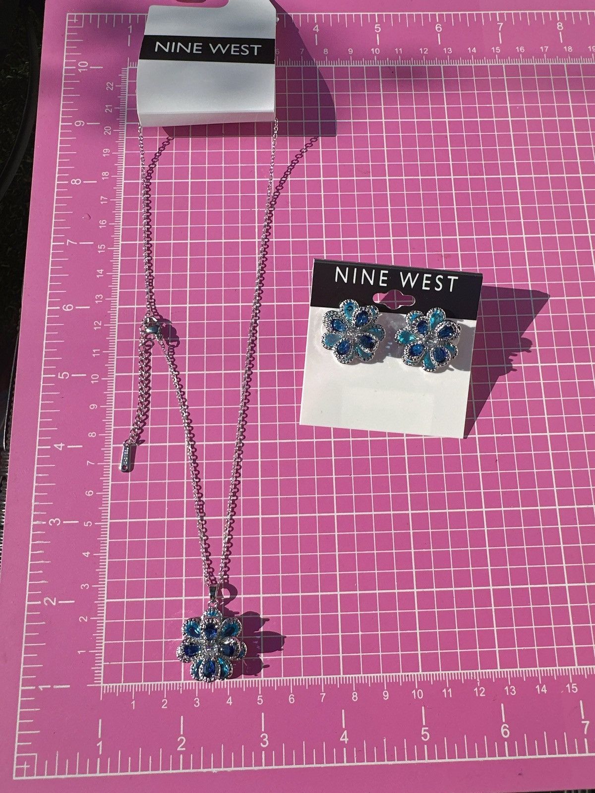 Nine West Nine West 925 sterling silver necklace earrings Set crystal Size ONE SIZE - 9 Thumbnail