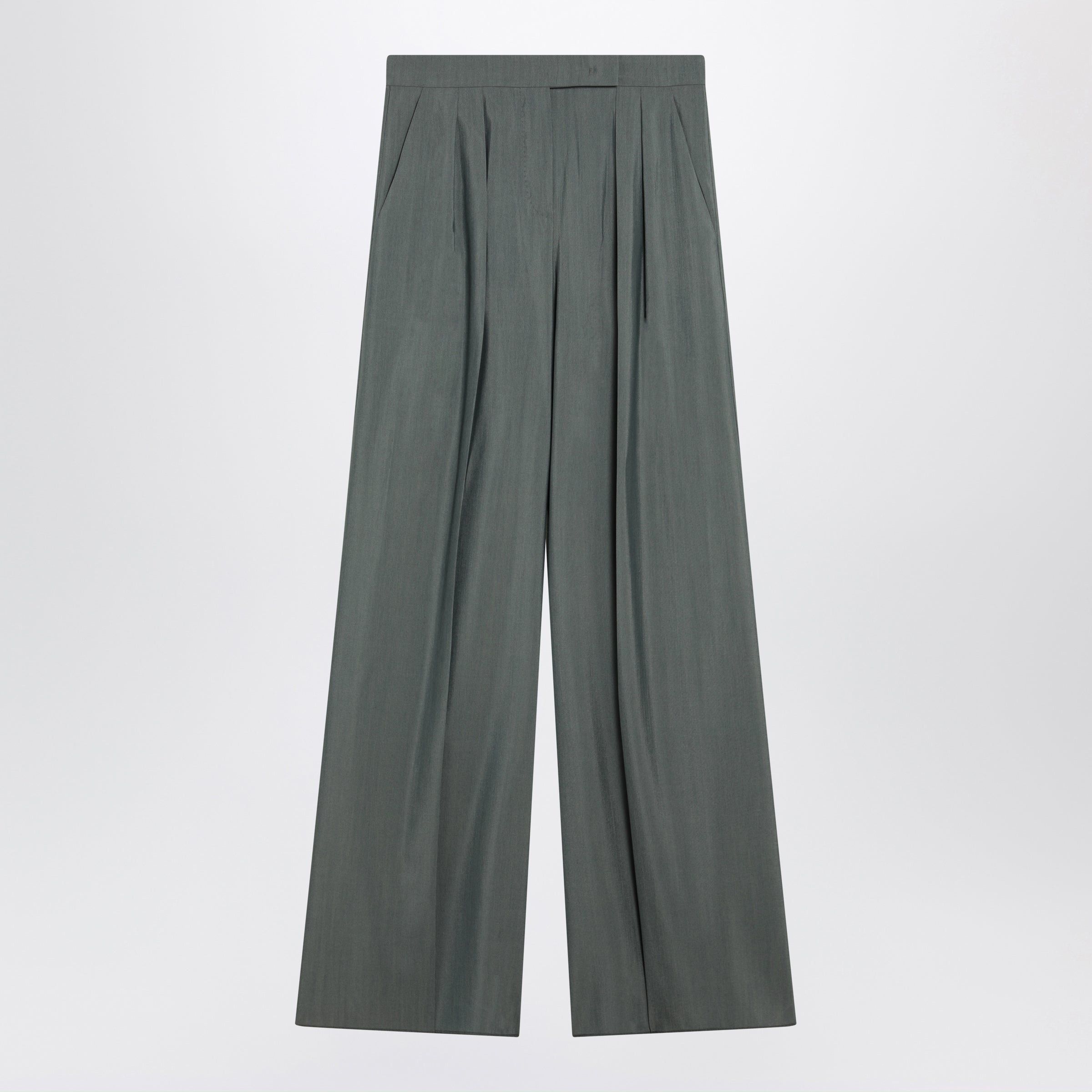 Max Mara Max Mara Dark Green Wide Trousers In Wool And Silk Size 30" / US 8 / IT 44 - 1 Thumbnail