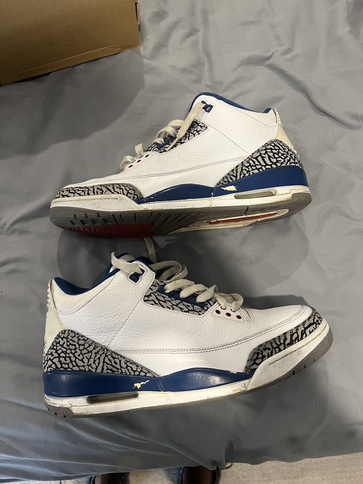 image of Nike x Vintage Jordan 3 Retro True Blue Shoes in Blue/Red/White, Men's (Size 12)