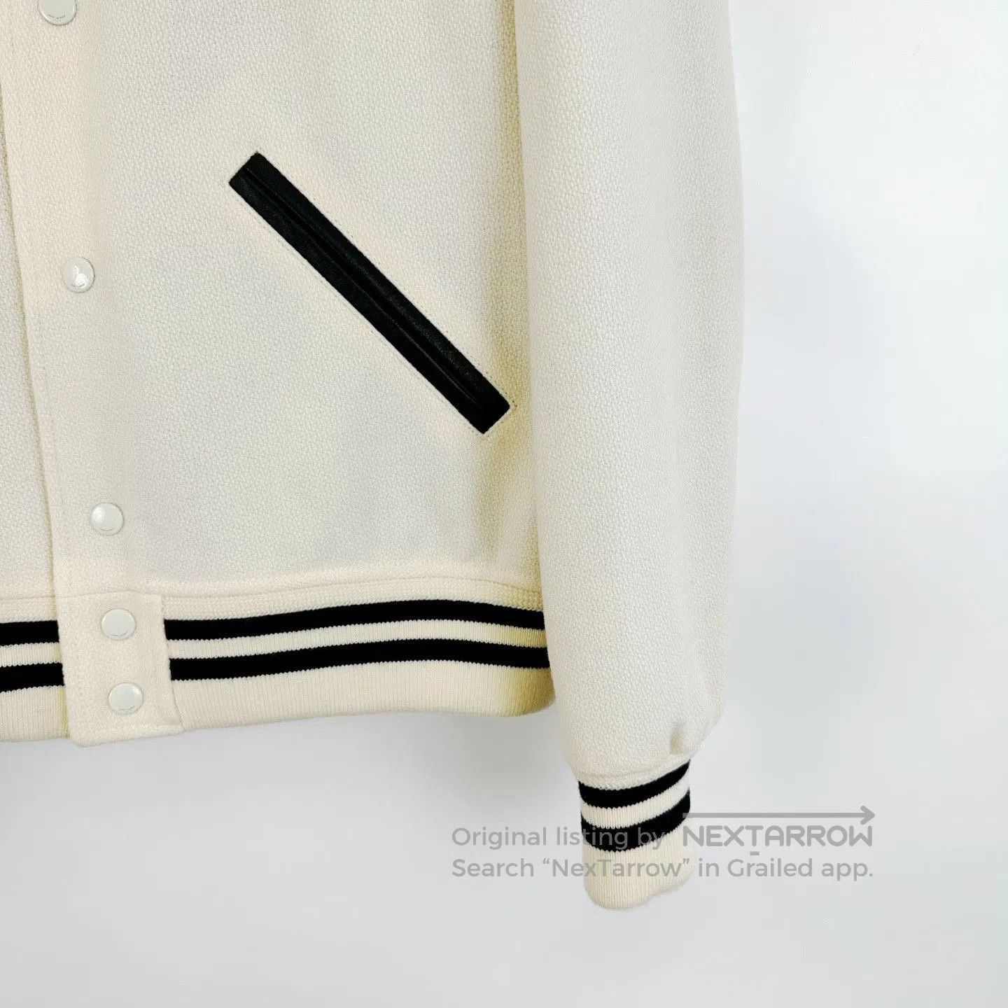 Saint Laurent Paris Saint Laurent White Black Striped Baseball Jacket. Size US M / EU 48-50 / 2 - 5 Thumbnail