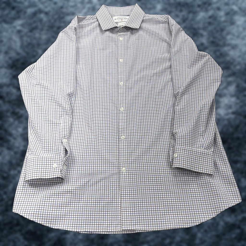 Mizzen+Main Mizzen+Main Shirt Mens 2XL Trim Fit White Blue Check Performance Stretch Shirt Mens 2XL White Blue Check Mizzen+Main Button-Up Casual Preppy 90s? Size US XXL / EU 58 / 5 - 1 Thumbnail