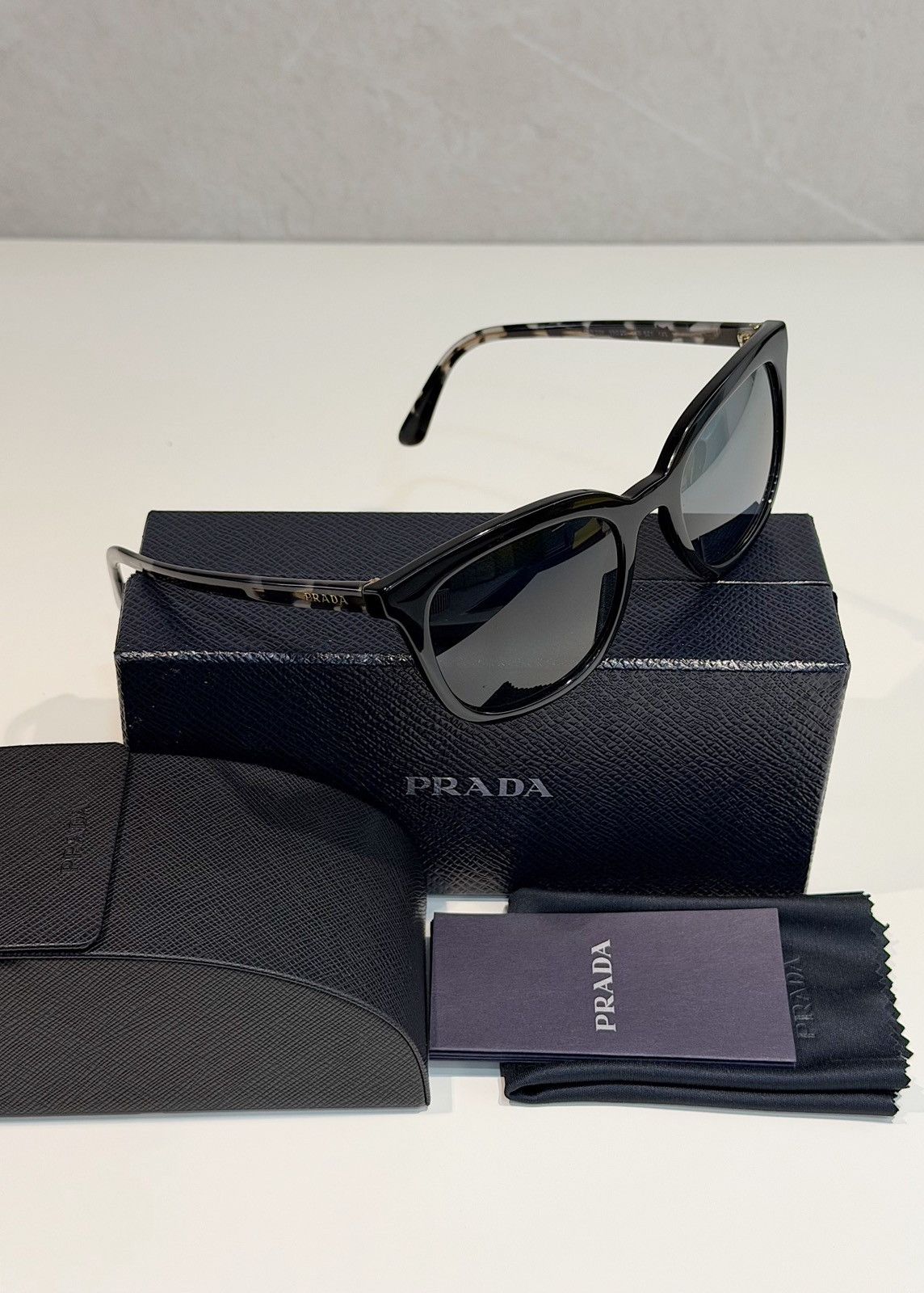 Prada PRADA Logo Polarized Sunglasses SPR03X Runway Black Square Size ONE SIZE - 1 Thumbnail