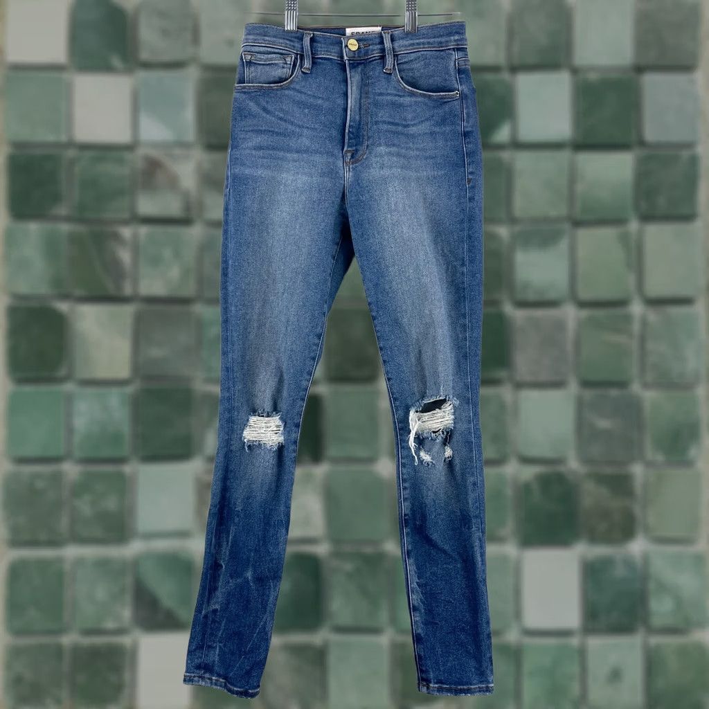Frame Frame Jeans Womens Size 27 Blue Denim Ali High Rise Cigarette Distressed 5-Pocket Regular Size 27" / US 4 / IT 40 - 1 Thumbnail
