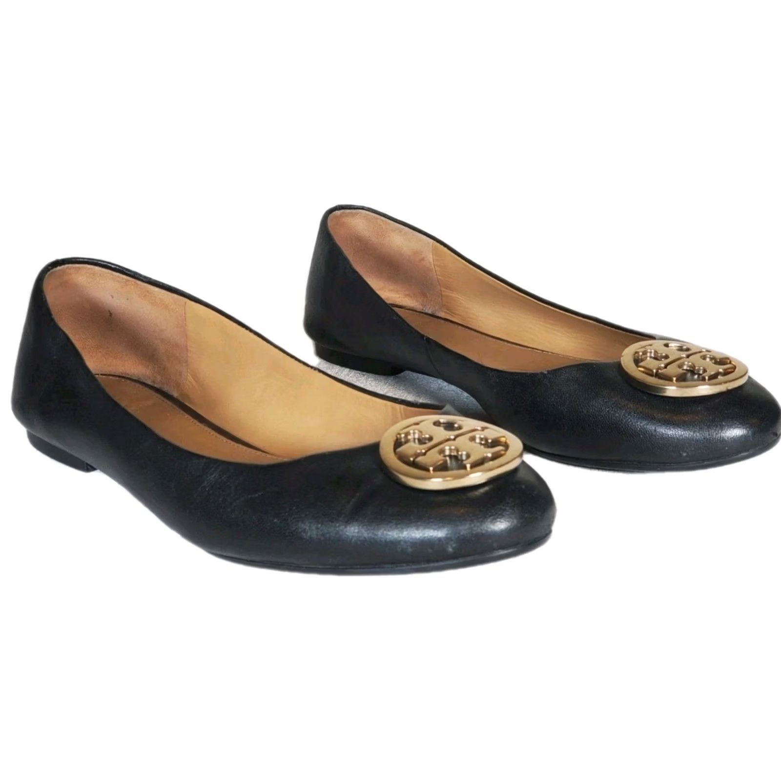 Tory Burch Tory Burch Benton 2 Ballet Flat Black Napa Leather Gold Logo Women's US 8.5 Size US 9 / IT 39 - 2 Thumbnail