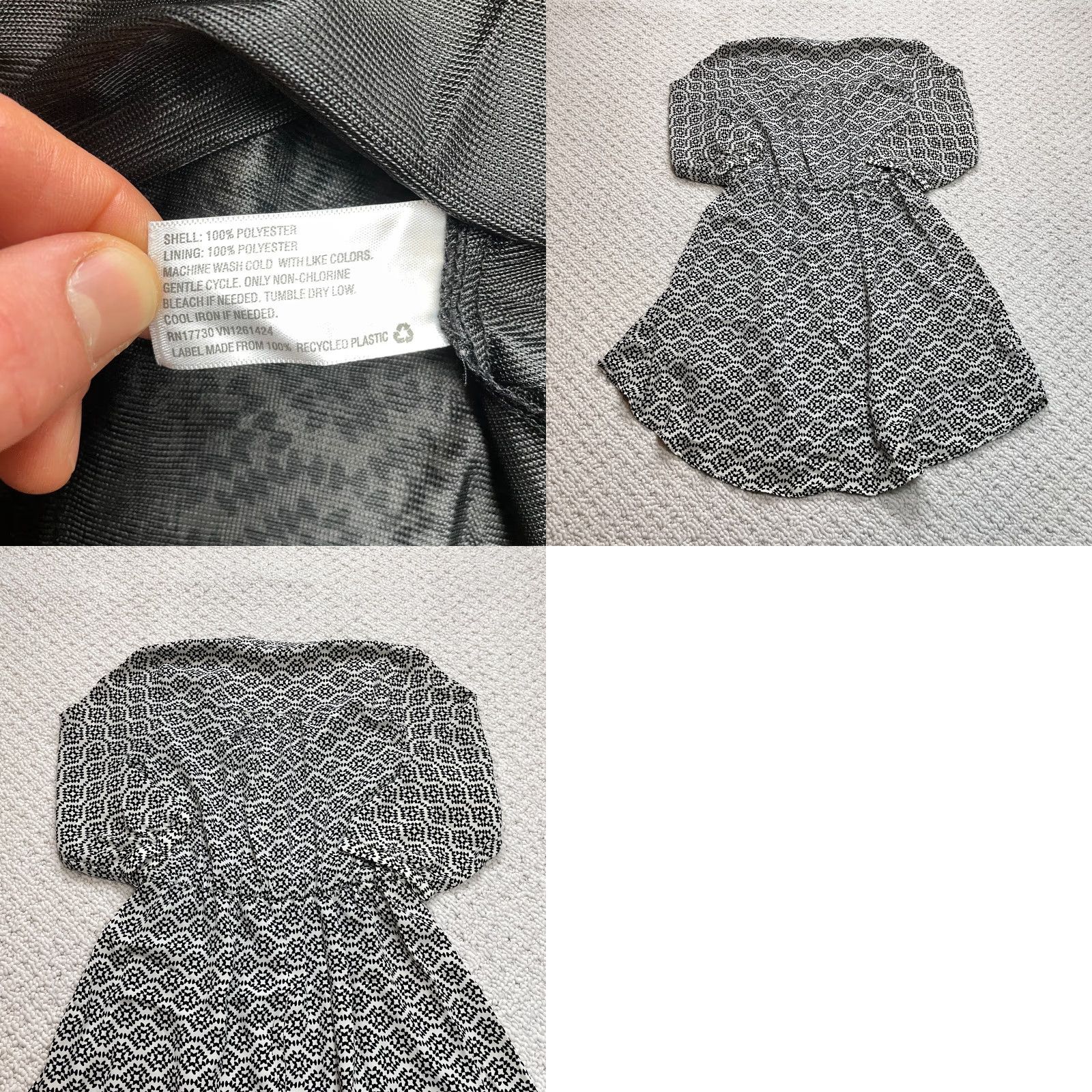 Vintage Xhilaration Fit & Flare Dress Womens Medium White Black Long Sleeve Knee Length Size M / US 6-8 / IT 42-44 - 8 Thumbnail
