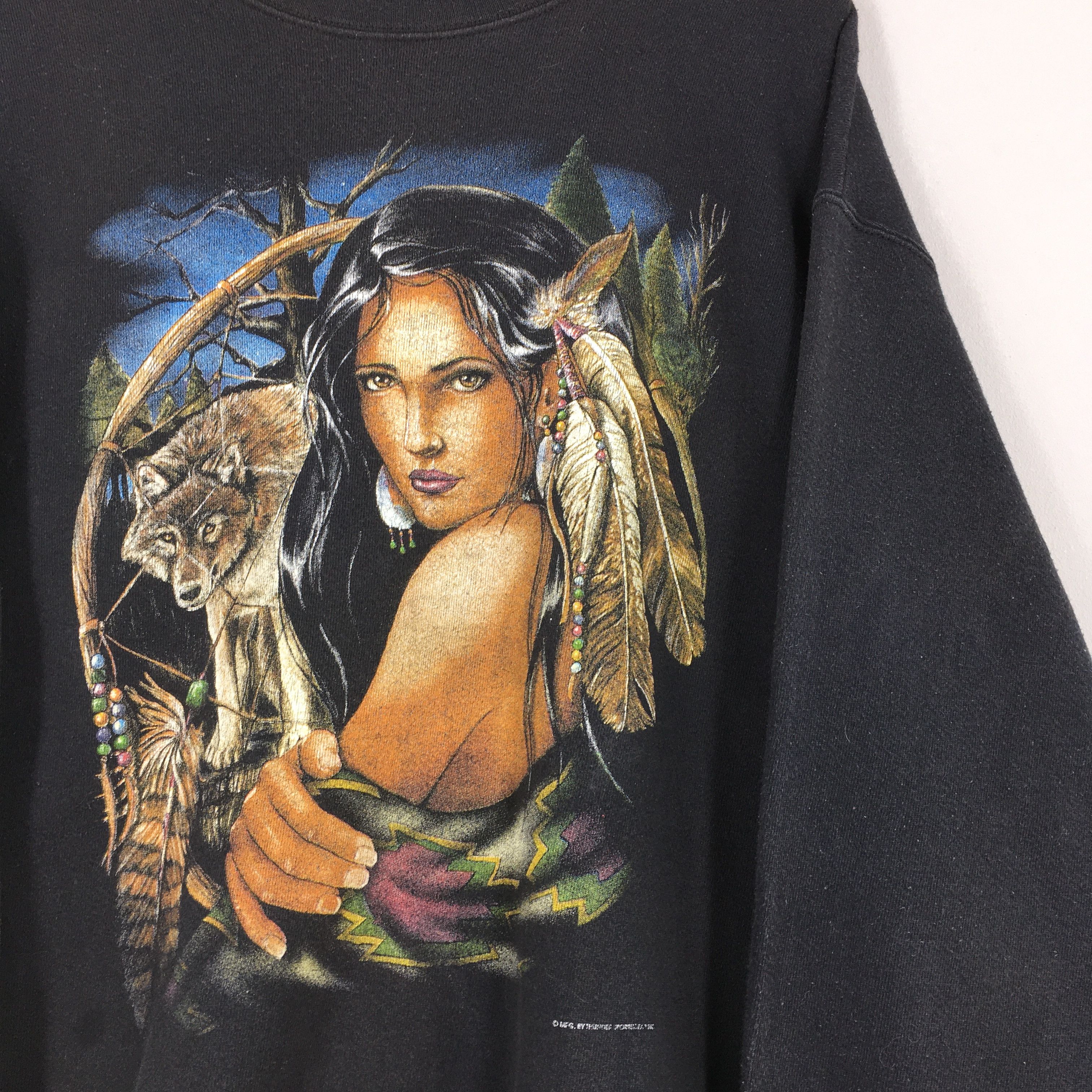 Vintage Vintage 1990s American Native Black Sweater Large Size US L / EU 52-54 / 3 - 2 Thumbnail