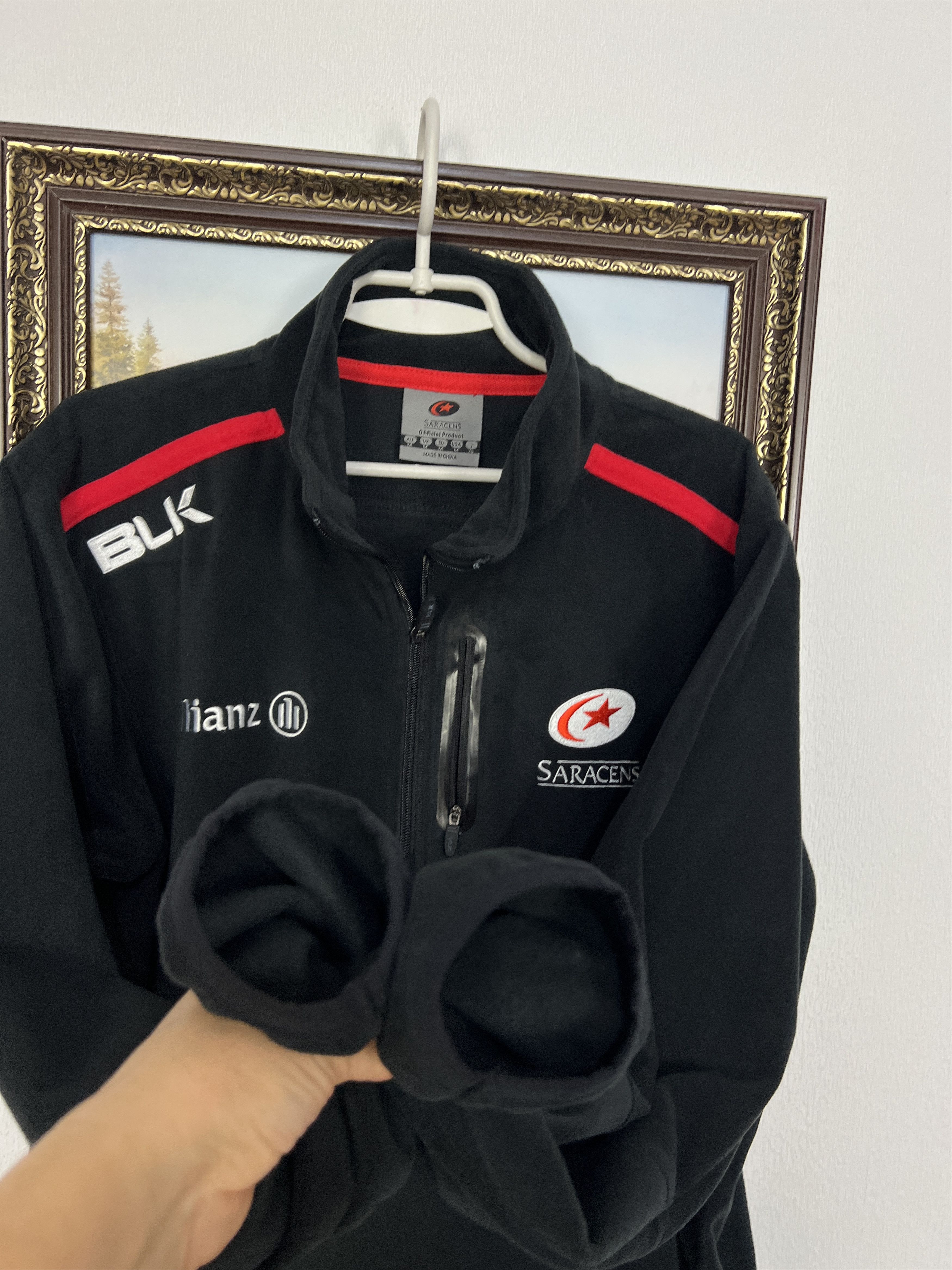 Vintage BLK Saracens Rugby Union Fleece Jacket Track Top Rare Hype Size US M / EU 48-50 / 2 - 5 Thumbnail