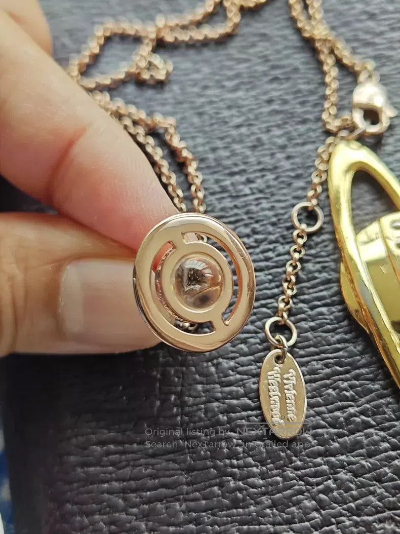 Vivienne Westwood vivienne westwood Rose Gold Small Orb Necklace with Engrav Size ONE SIZE - 4 Thumbnail