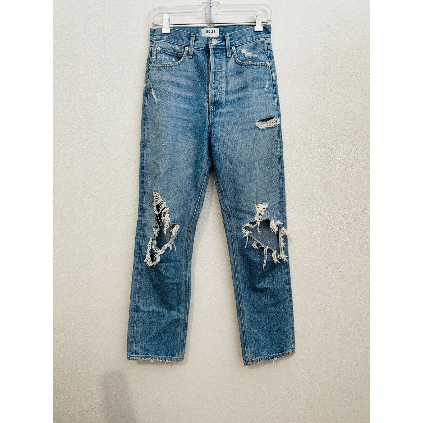 Agolde Agolde Medium Wash Mid Rise Button Fly Straight Jeans 24 Size 24" / US 00 / IT 34 - 9 Thumbnail