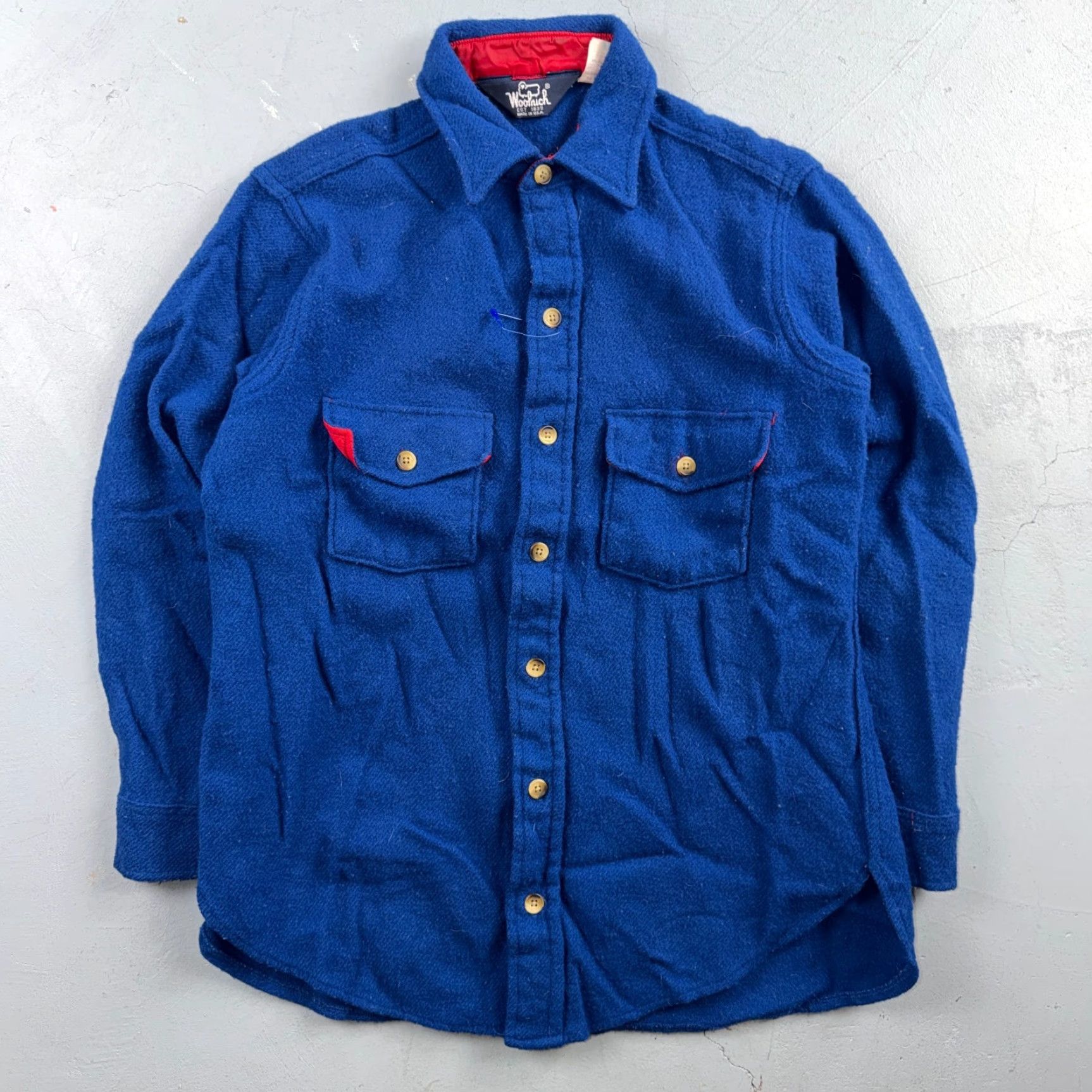 Vintage VTG Woolrich Button-Front Shirt Jacket Men M Plaid Blue Wool Flannel 70s 80s USA Size US M / EU 48-50 / 2 - 2 Thumbnail