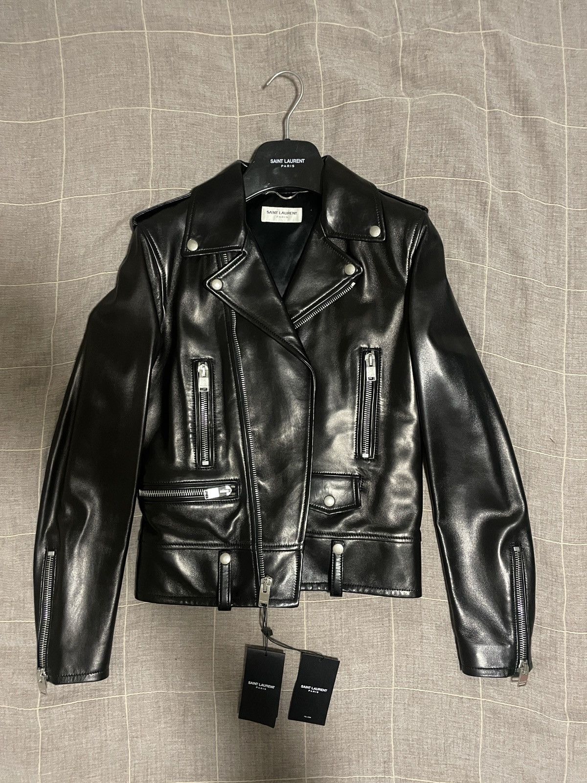 image of Saint Laurent Paris Ss13 L01 Lamb Leather Jacket, Size 44 in Black, Men's