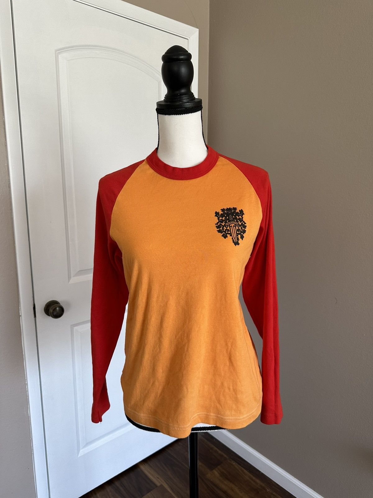 image of Chrome Hearts Long Sleeve Tee in Orange, Women's (Size Medium)