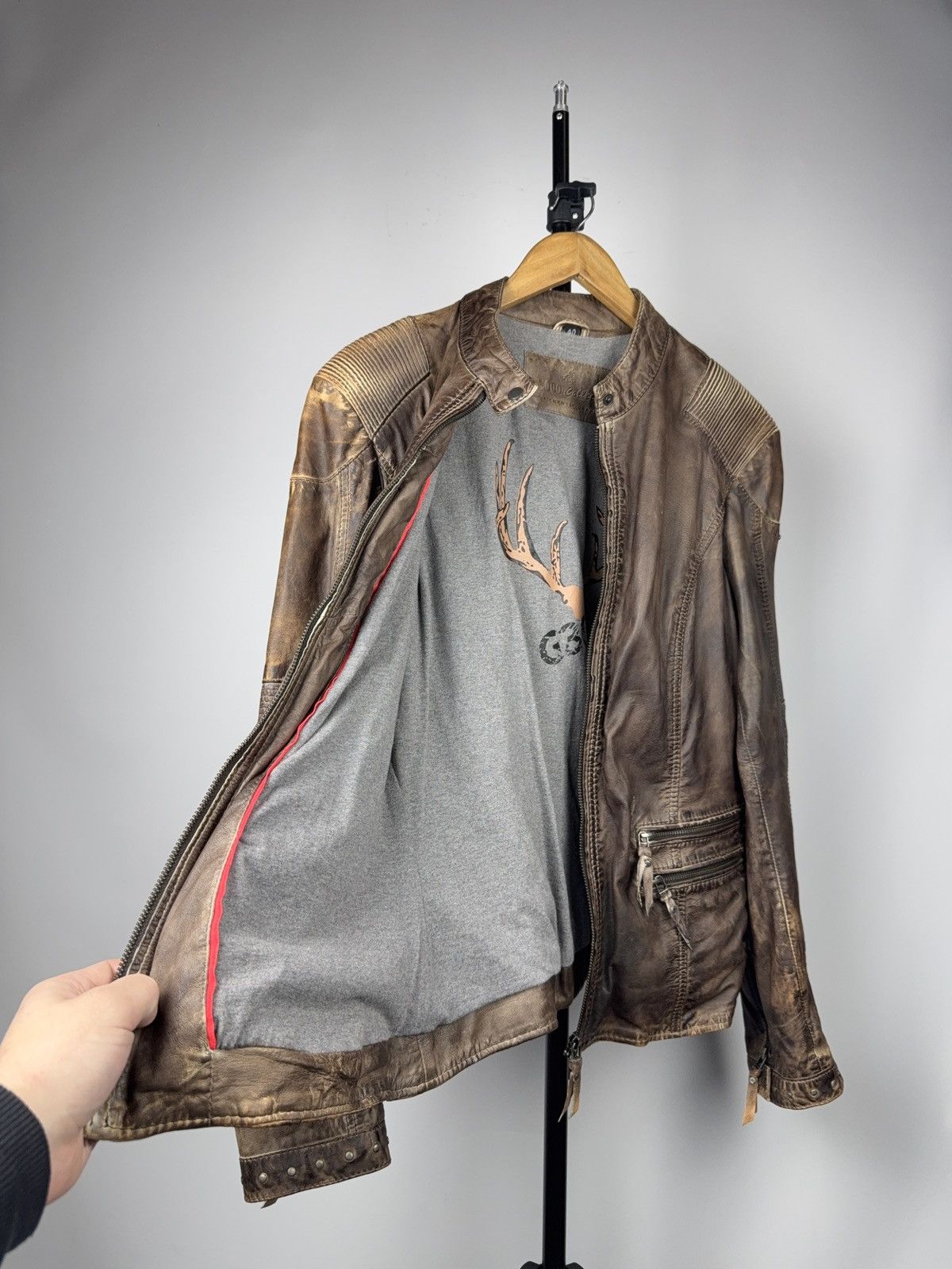 Genuine Leather Vintage 00s Brown Leather Moto Biker Jacket Distressed Style Size US S / EU 44-46 / 1 - 14 Thumbnail